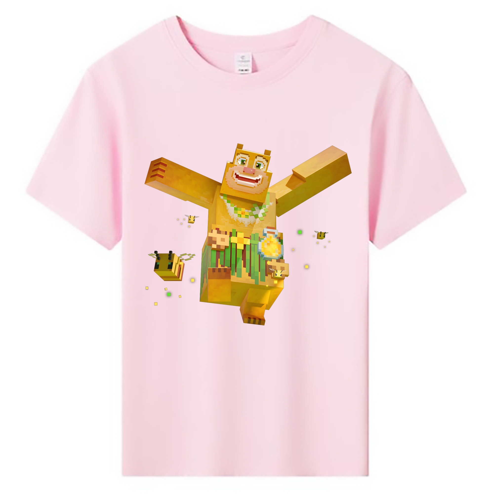 （画像用） マインクラフト ブロックの世界 Minecraft MC Block world 綿100％キッズTシャツ（フロントプリント）
