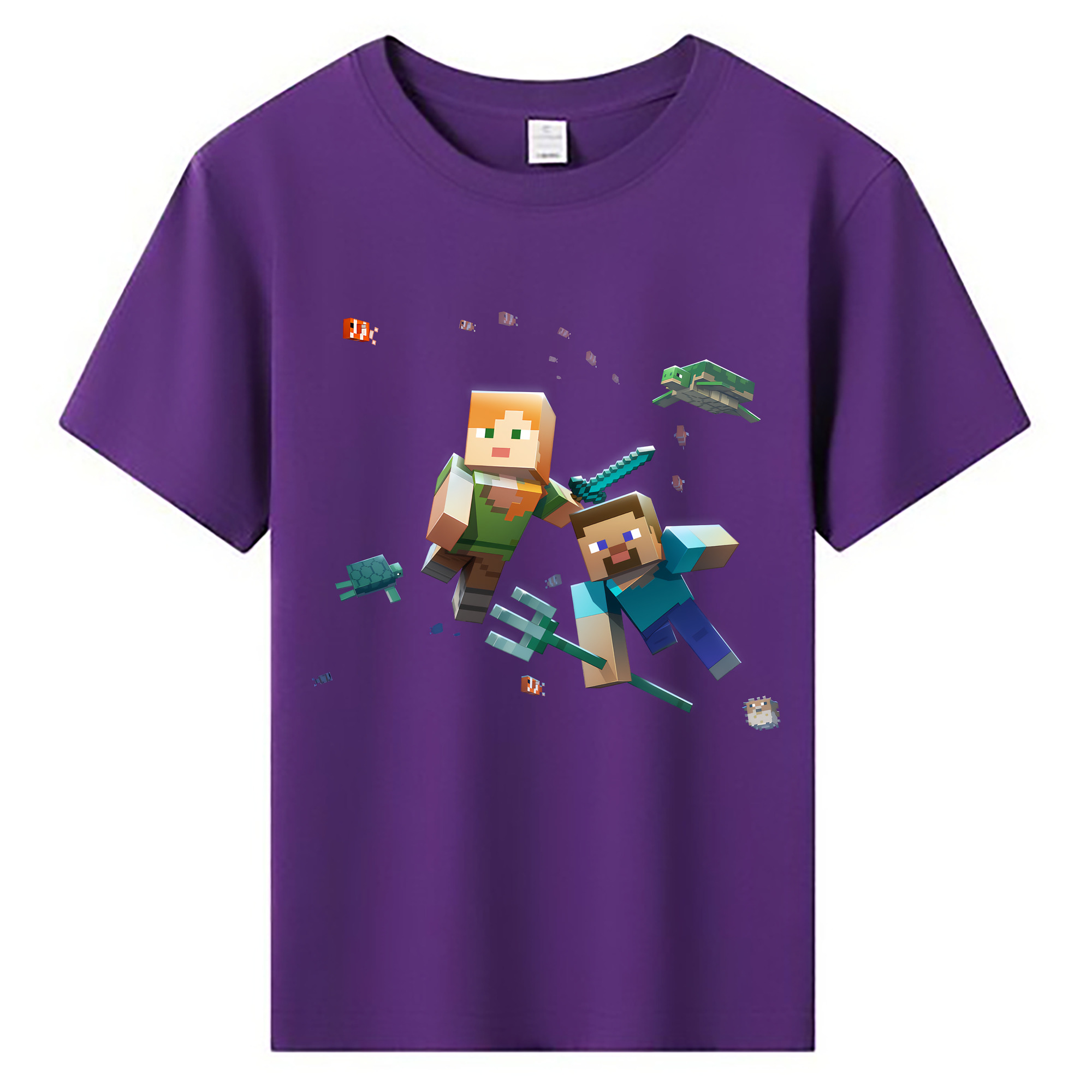 （画像用） マインクラフト ブロックの世界 Minecraft MC Block world 綿100％キッズTシャツ（フロントプリント）