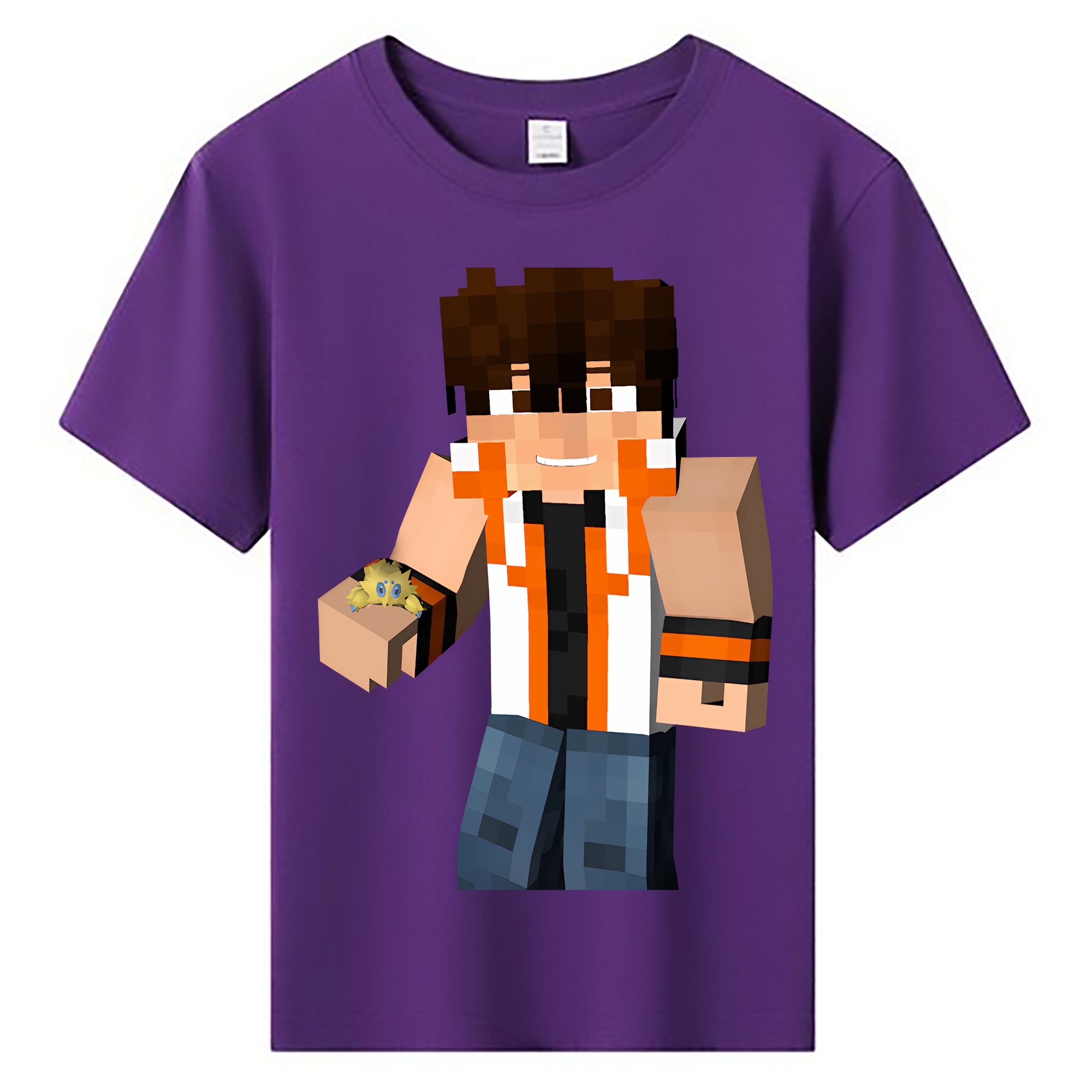 （画像用） マインクラフト ブロックの世界 Minecraft MC Block world 綿100％キッズTシャツ（フロントプリント）