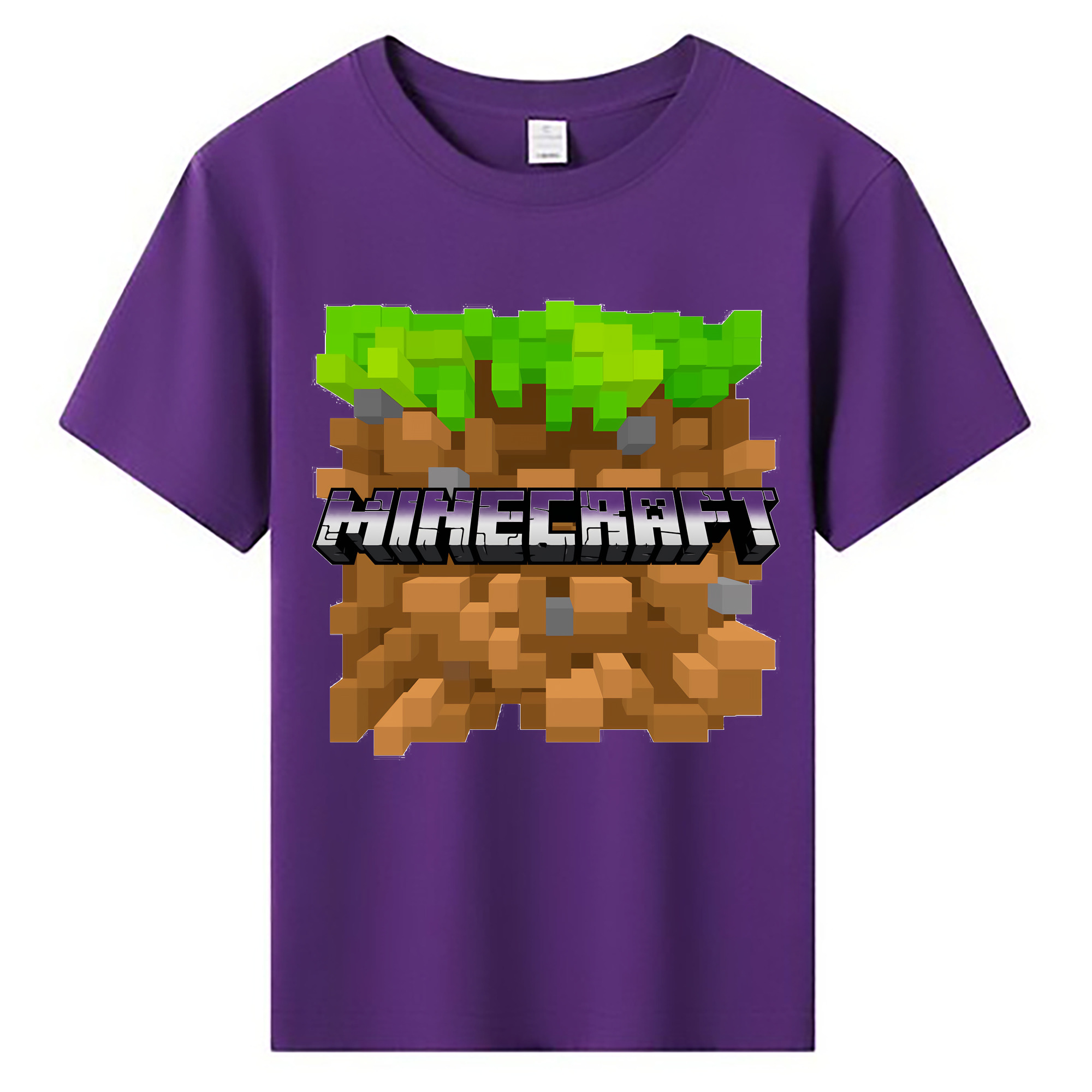 （画像用） マインクラフト ブロックの世界 Minecraft MC Block world 綿100％キッズTシャツ（フロントプリント）