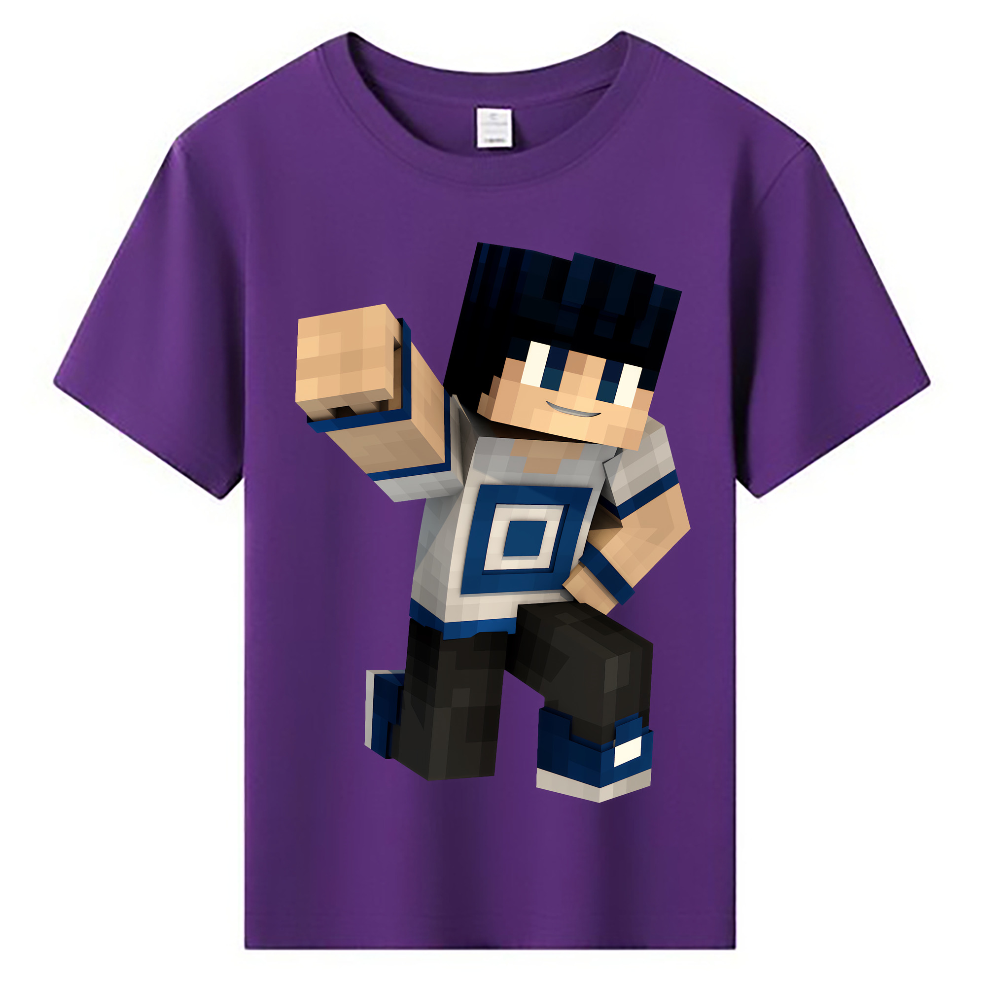 （画像用） マインクラフト ブロックの世界 Minecraft MC Block world 綿100％キッズTシャツ（フロントプリント）