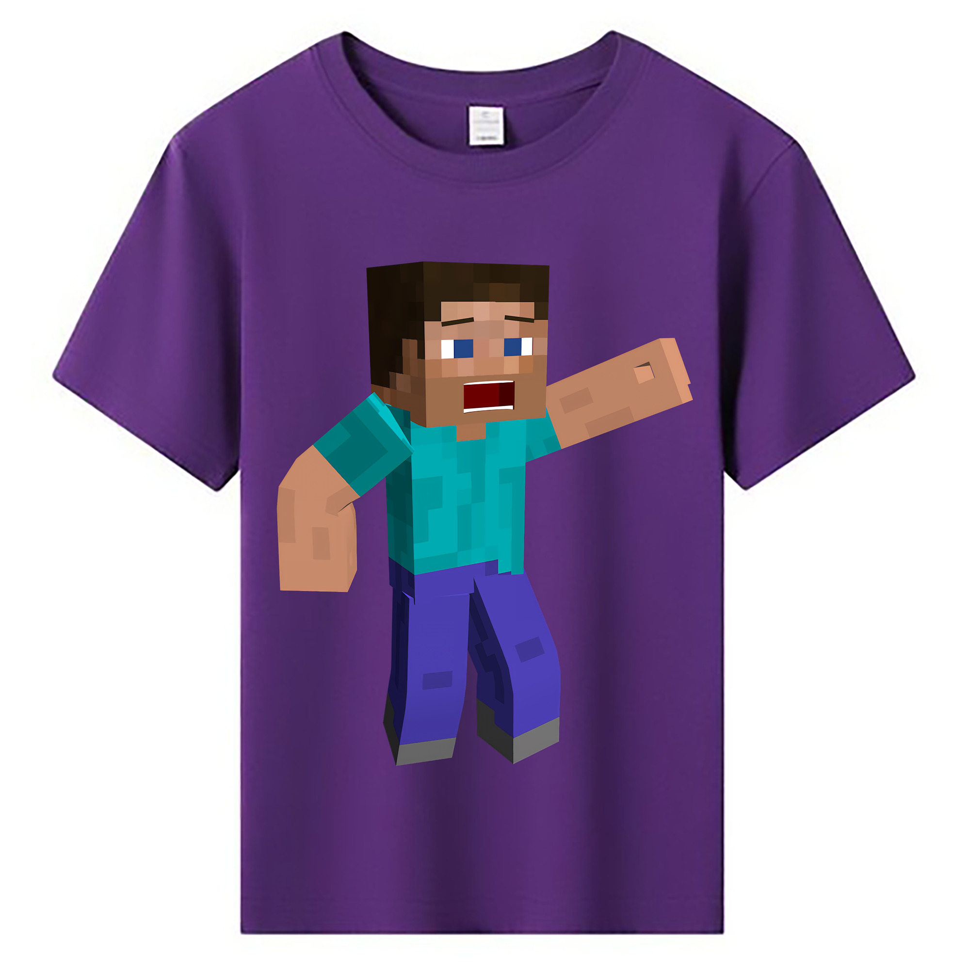 （画像用） マインクラフト ブロックの世界 Minecraft MC Block world 綿100％キッズTシャツ（フロントプリント）
