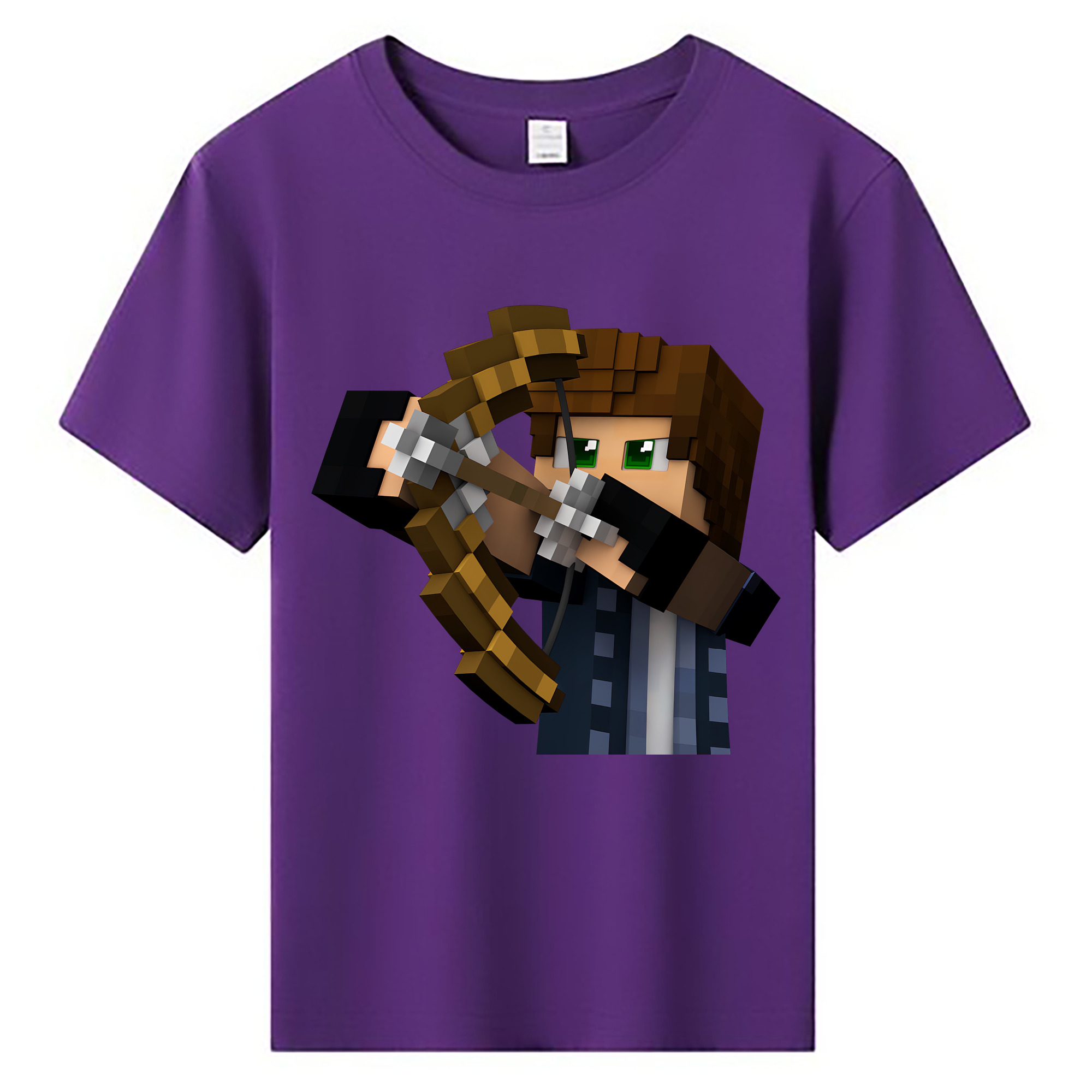 （画像用） マインクラフト ブロックの世界 Minecraft MC Block world 綿100％キッズTシャツ（フロントプリント）