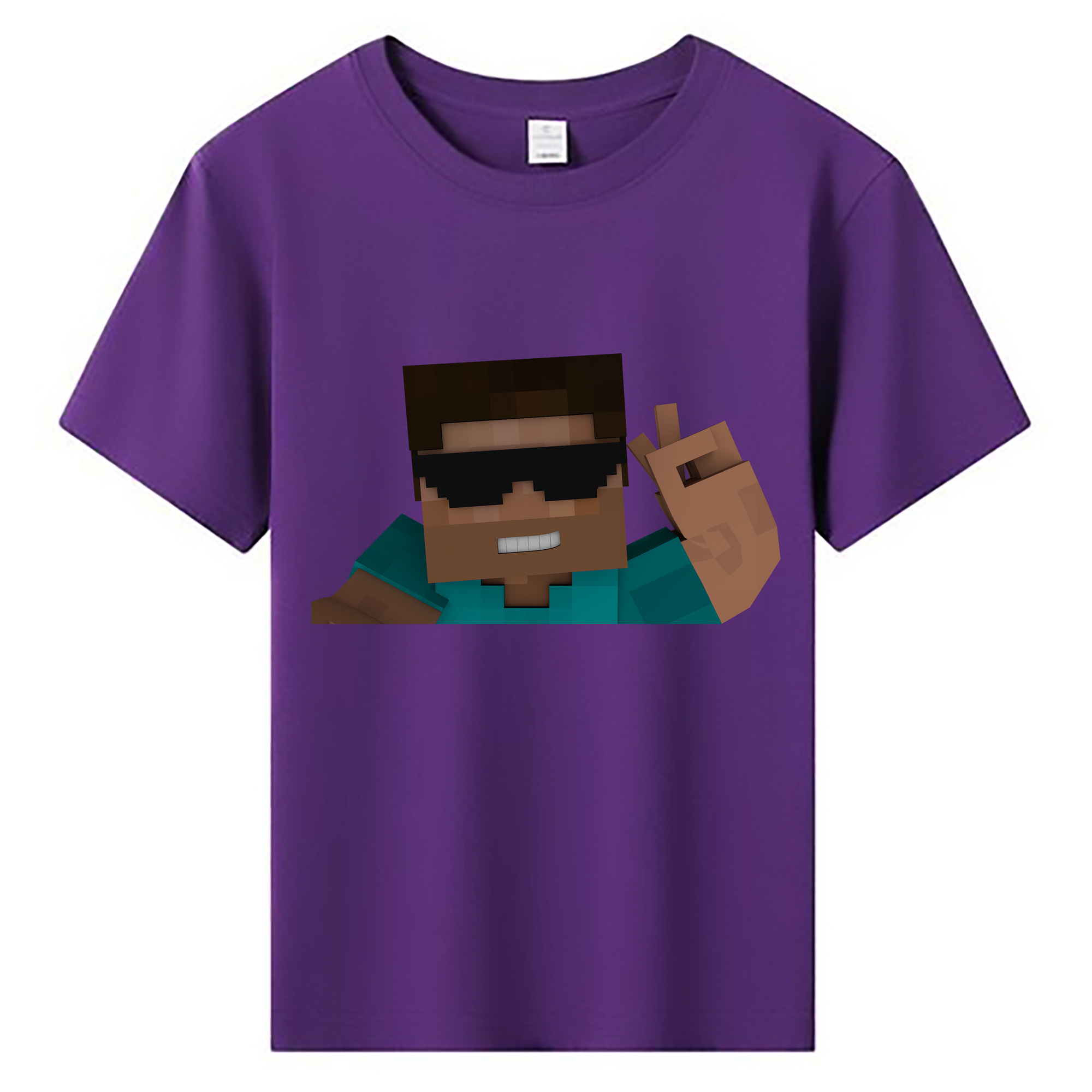（画像用） マインクラフト ブロックの世界 Minecraft MC Block world 綿100％キッズTシャツ（フロントプリント）