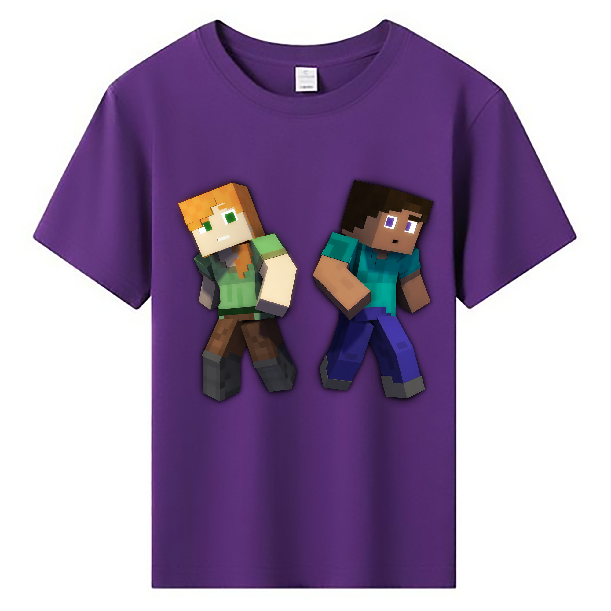 （画像用） マインクラフト ブロックの世界 Minecraft MC Block world 綿100％キッズTシャツ（フロントプリント）