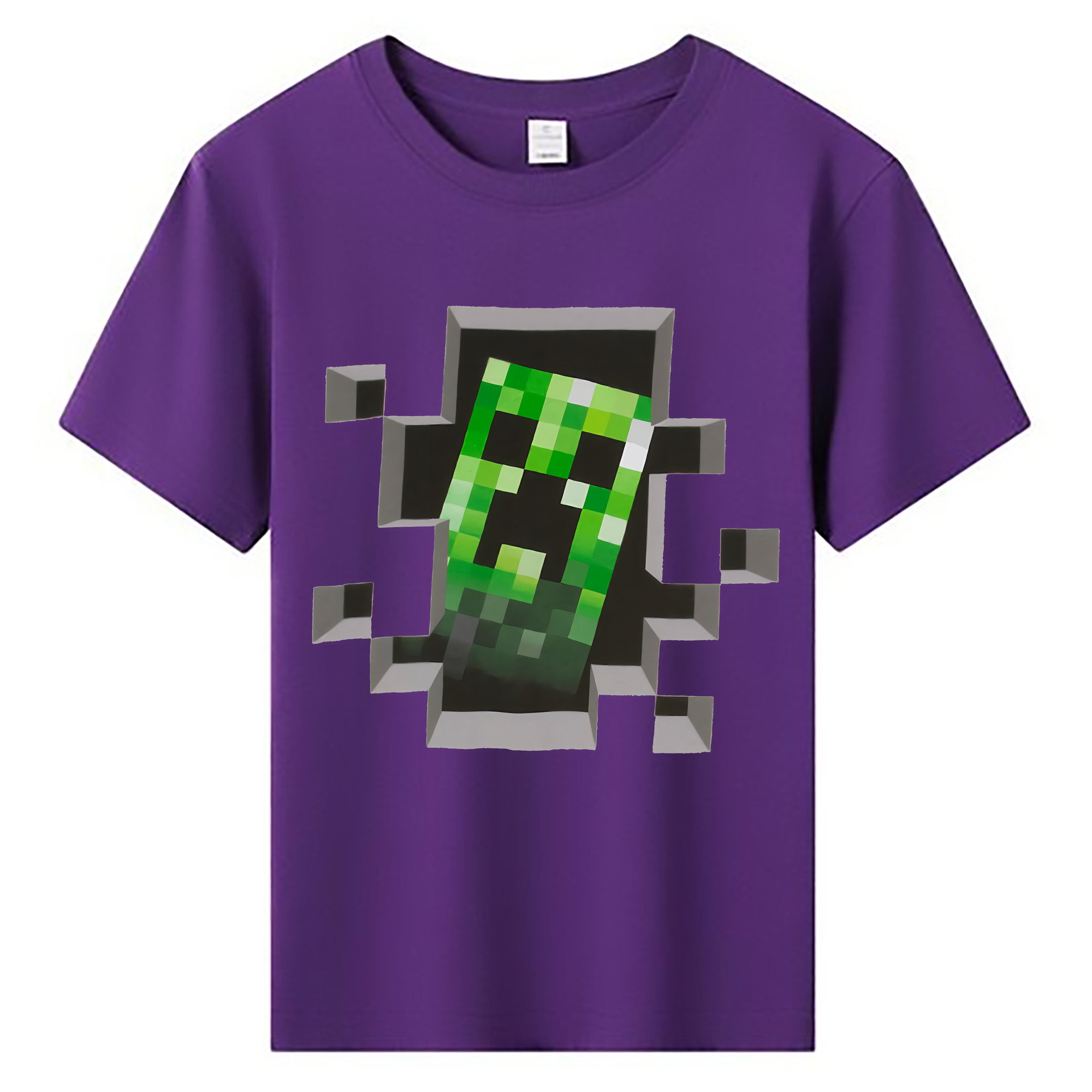 （画像用） マインクラフト ブロックの世界 Minecraft MC Block world 綿100％キッズTシャツ（フロントプリント）