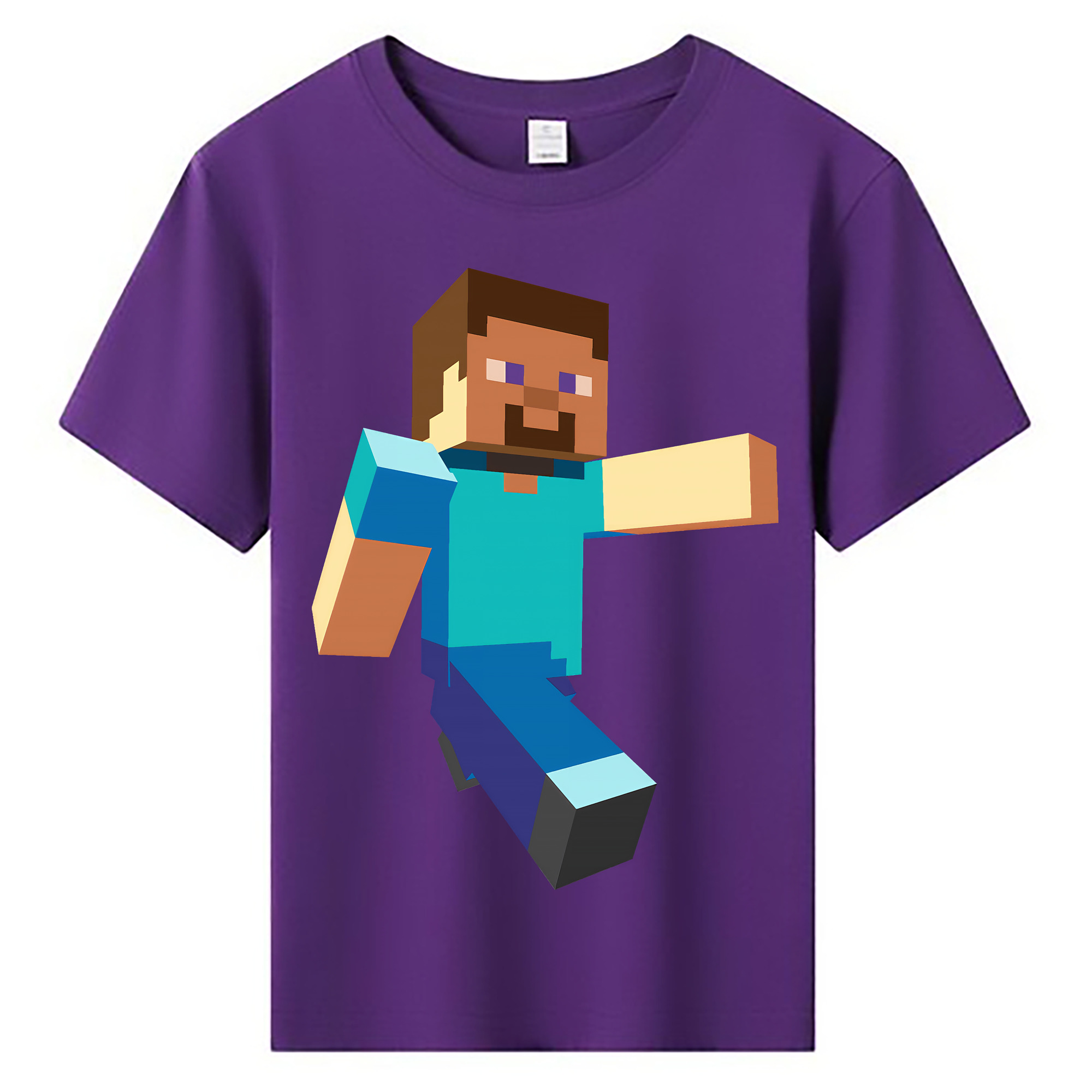 （画像用） マインクラフト ブロックの世界 Minecraft MC Block world 綿100％キッズTシャツ（フロントプリント）