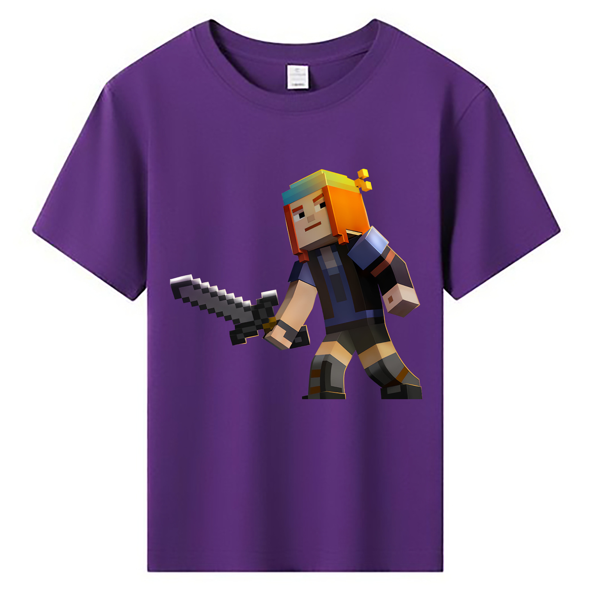 （画像用） マインクラフト ブロックの世界 Minecraft MC Block world 綿100％キッズTシャツ（フロントプリント）