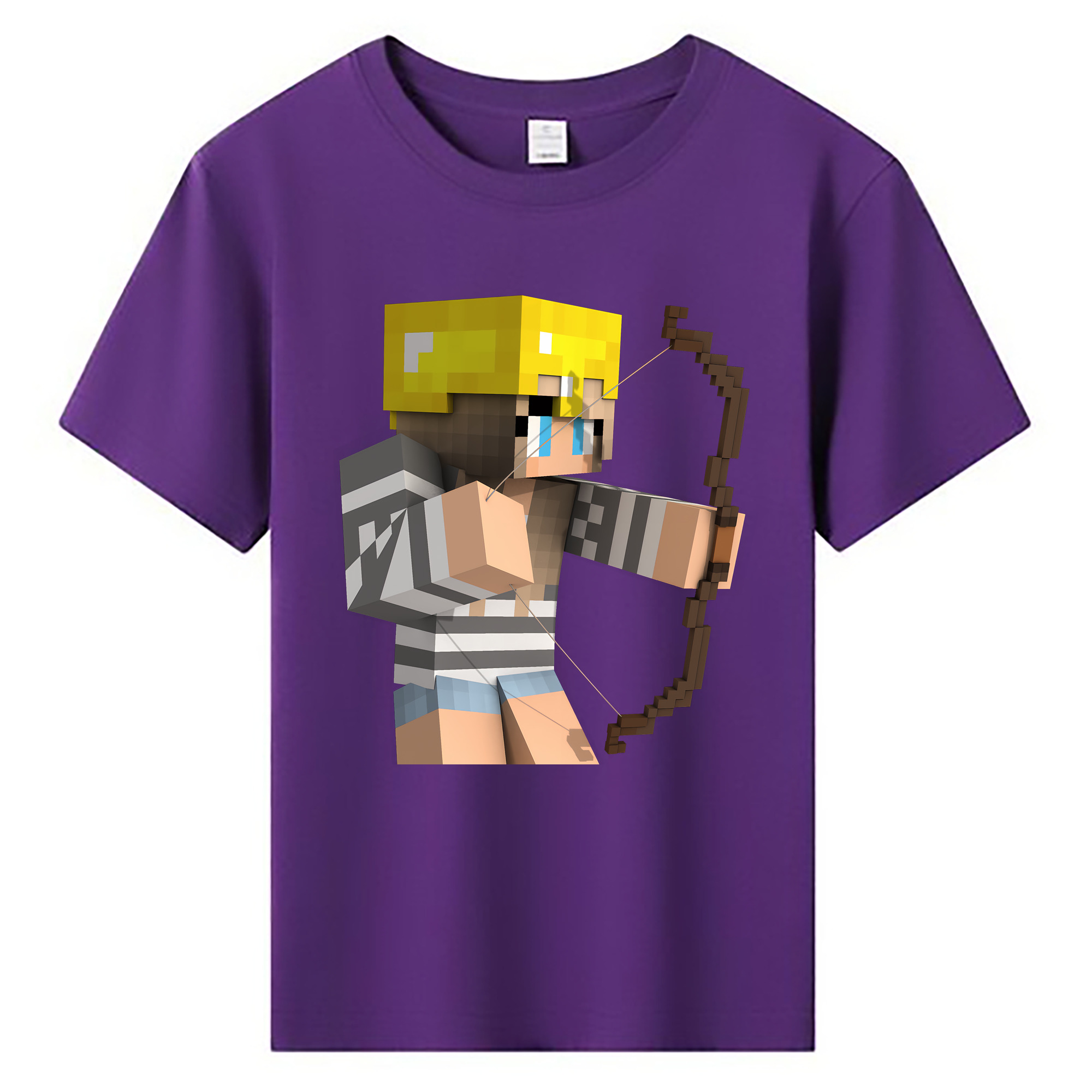 （画像用） マインクラフト ブロックの世界 Minecraft MC Block world 綿100％キッズTシャツ（フロントプリント）