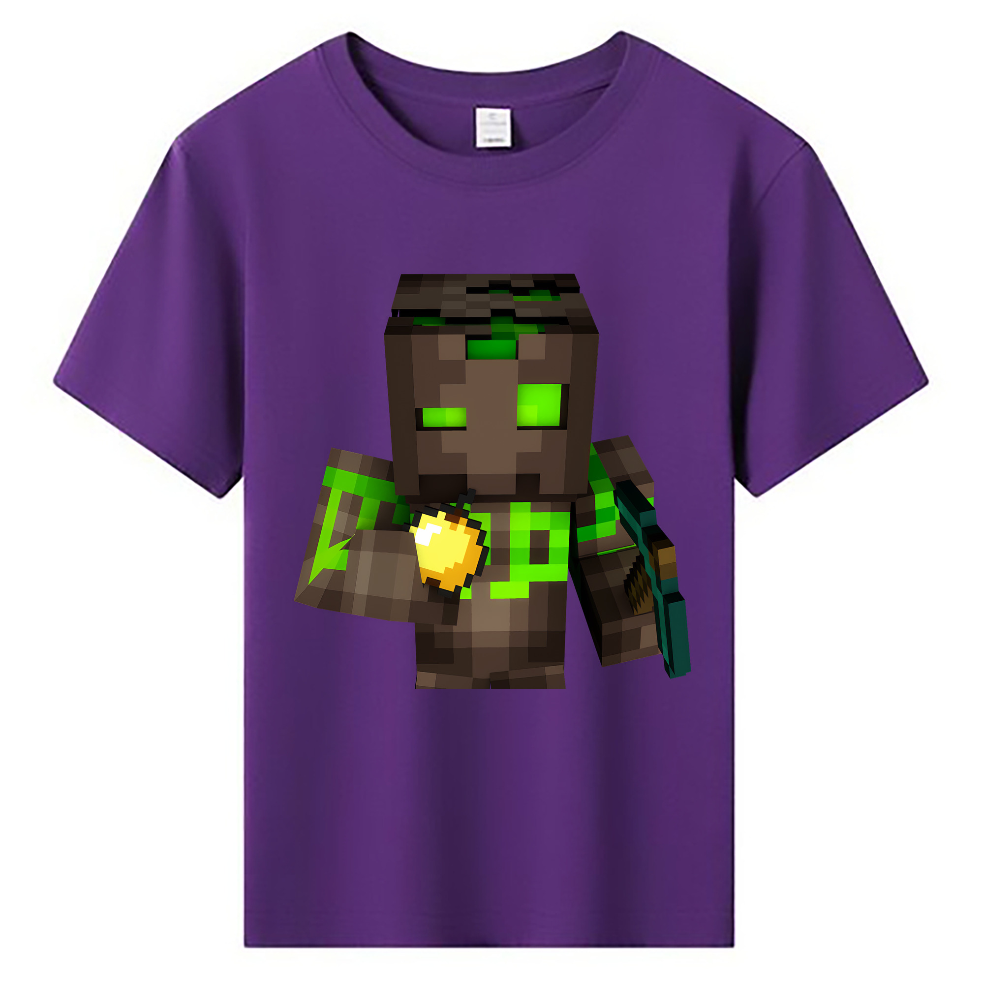 （画像用） マインクラフト ブロックの世界 Minecraft MC Block world 綿100％キッズTシャツ（フロントプリント）
