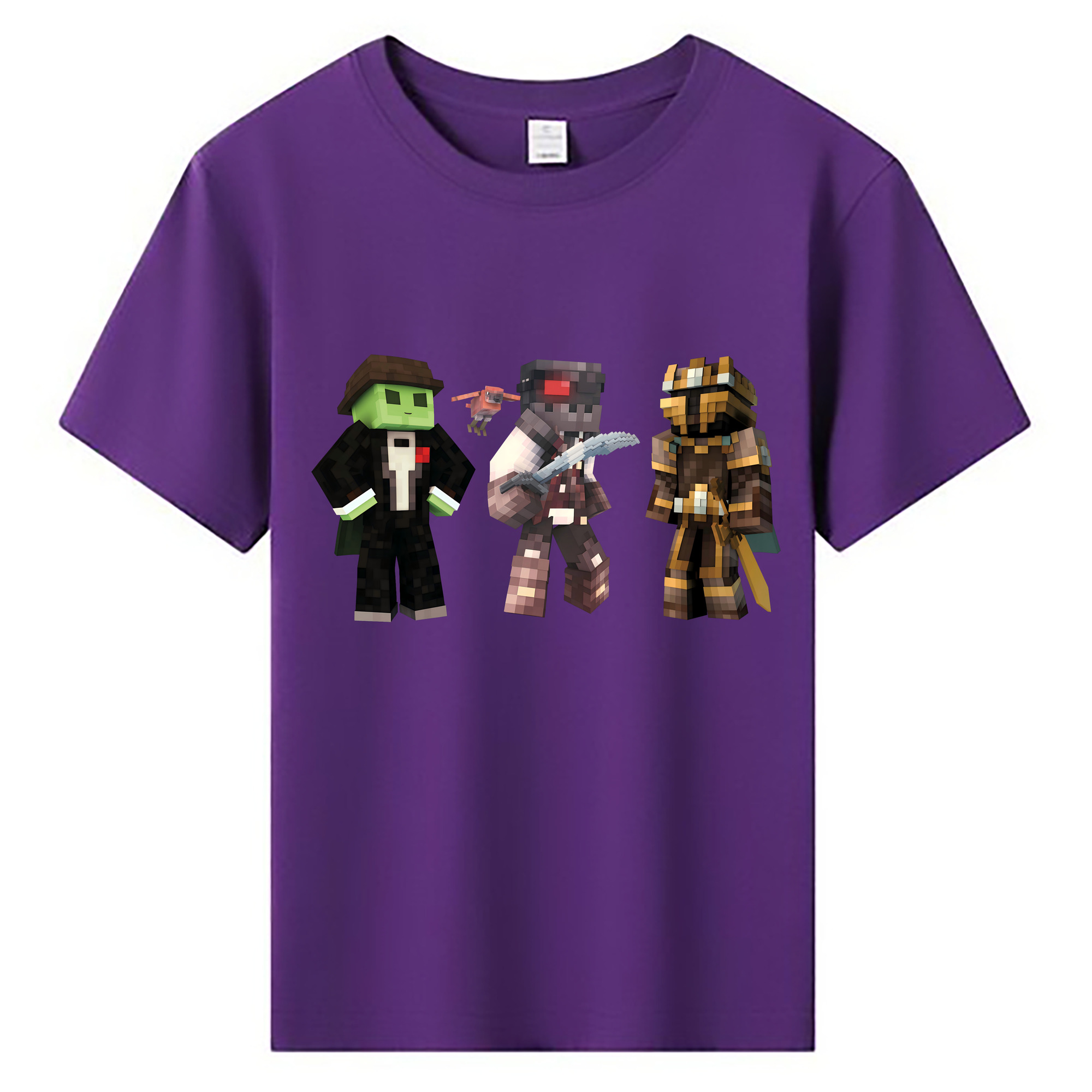 （画像用） マインクラフト ブロックの世界 Minecraft MC Block world 綿100％キッズTシャツ（フロントプリント）