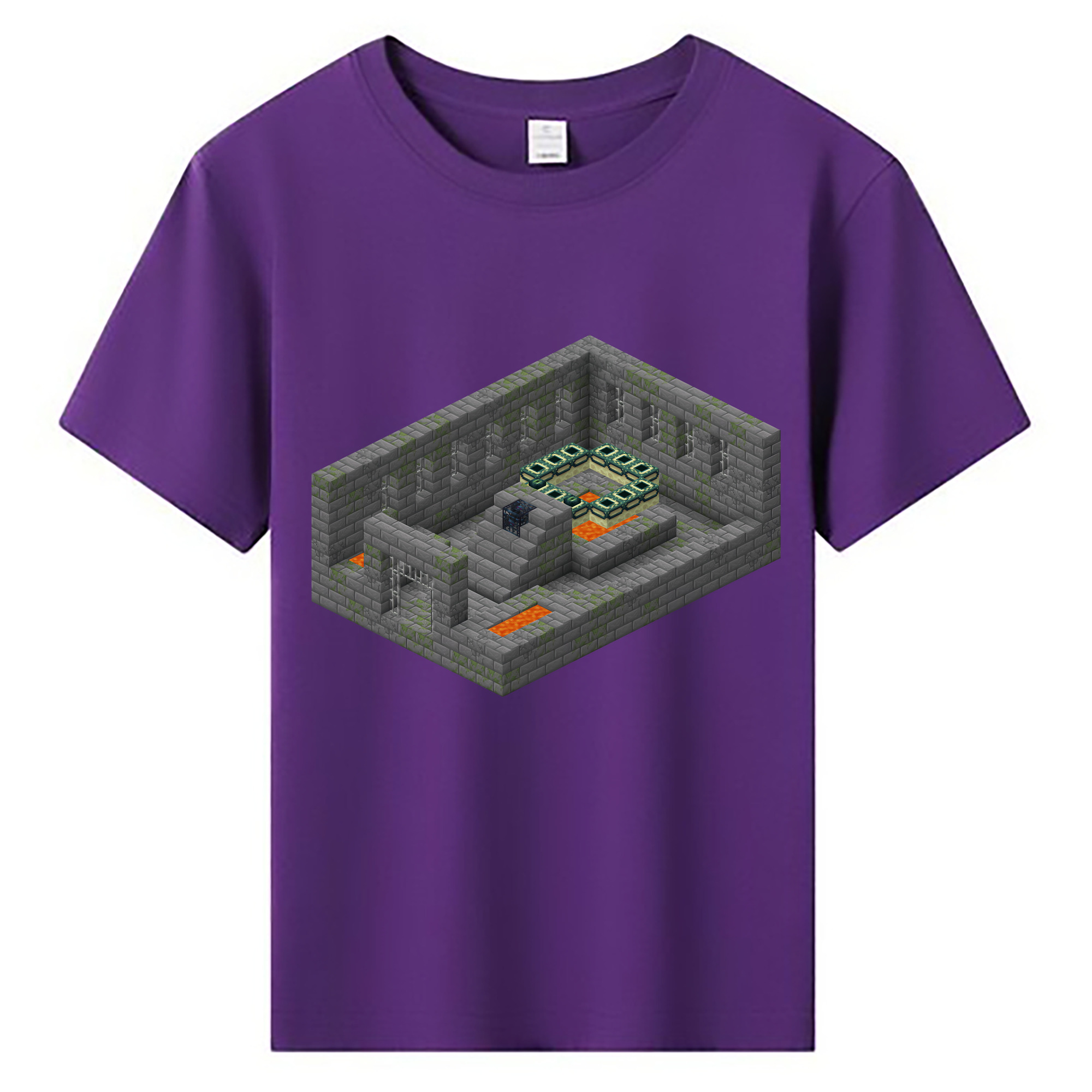 （画像用） マインクラフト ブロックの世界 Minecraft MC Block world 綿100％キッズTシャツ（フロントプリント）