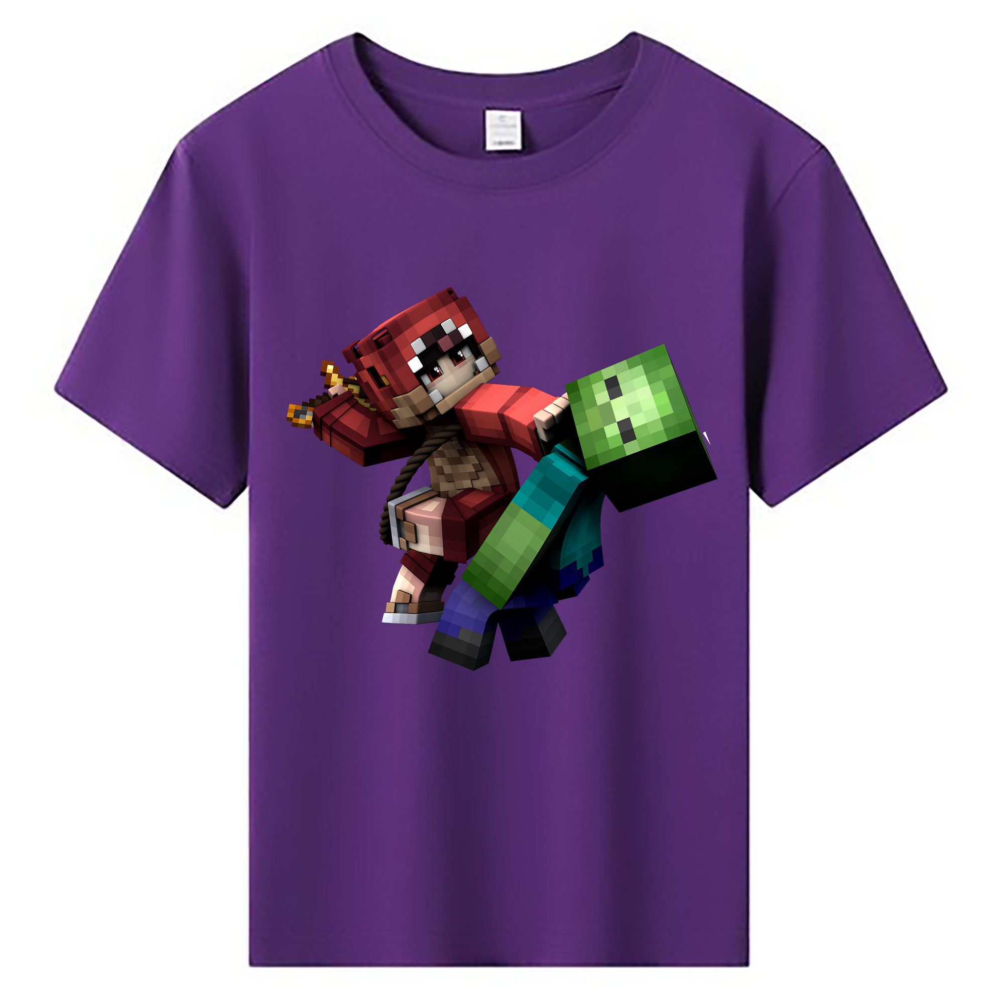 （画像用） マインクラフト ブロックの世界 Minecraft MC Block world 綿100％キッズTシャツ（フロントプリント）