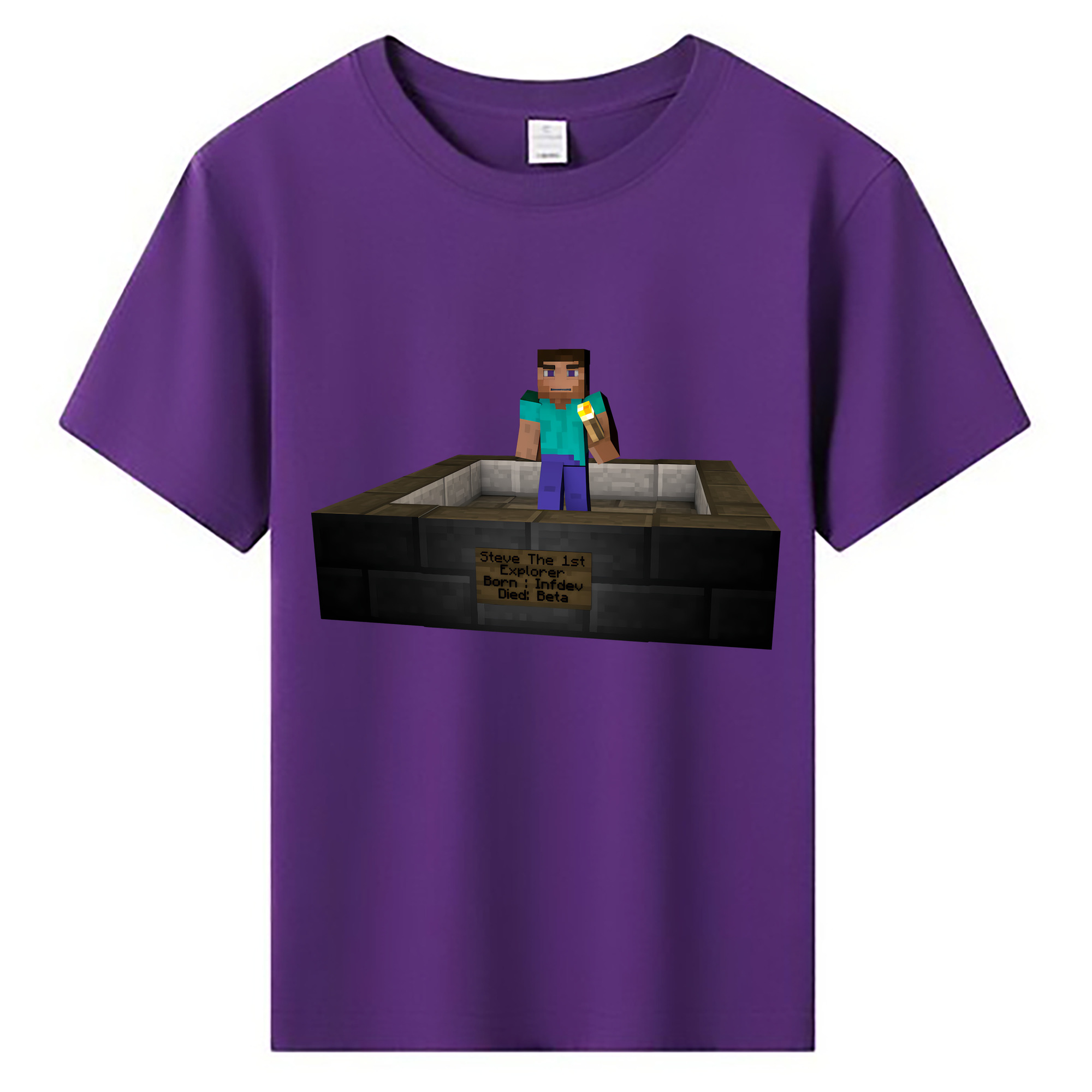 （画像用） マインクラフト ブロックの世界 Minecraft MC Block world 綿100％キッズTシャツ（フロントプリント）