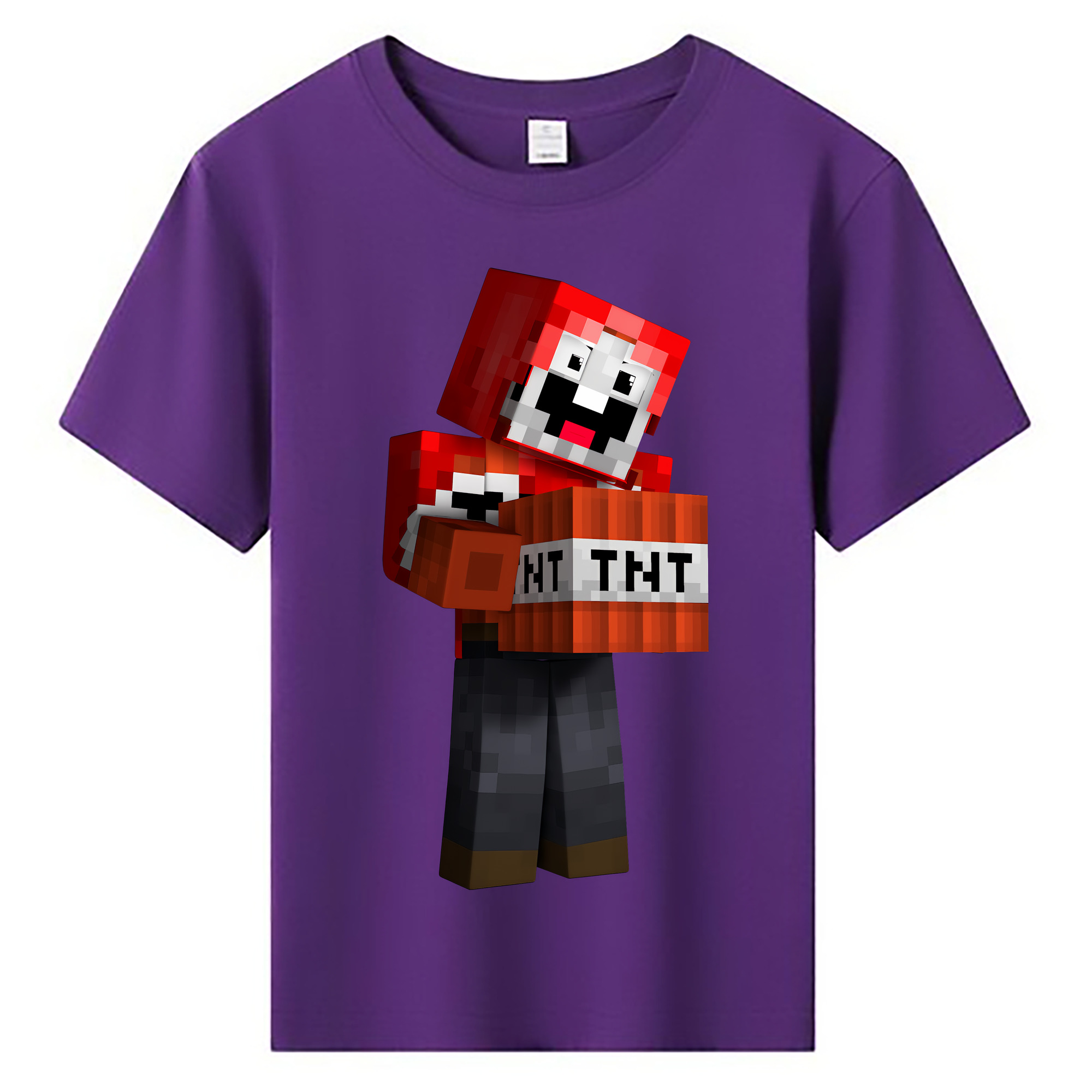 （画像用） マインクラフト ブロックの世界 Minecraft MC Block world 綿100％キッズTシャツ（フロントプリント）
