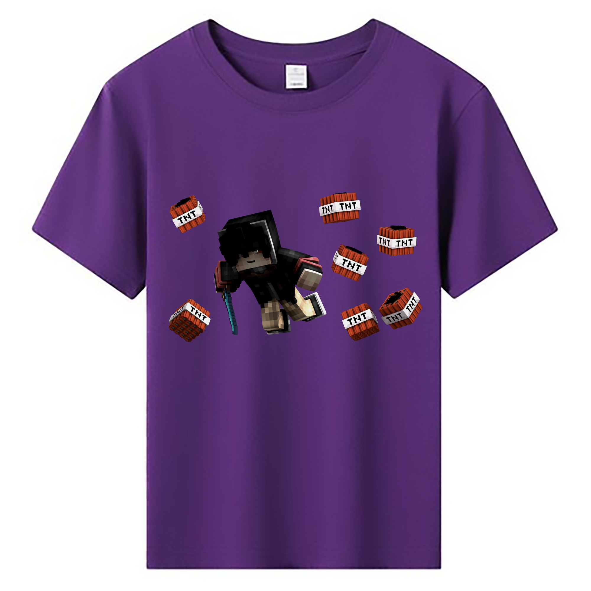 （画像用） マインクラフト ブロックの世界 Minecraft MC Block world 綿100％キッズTシャツ（フロントプリント）