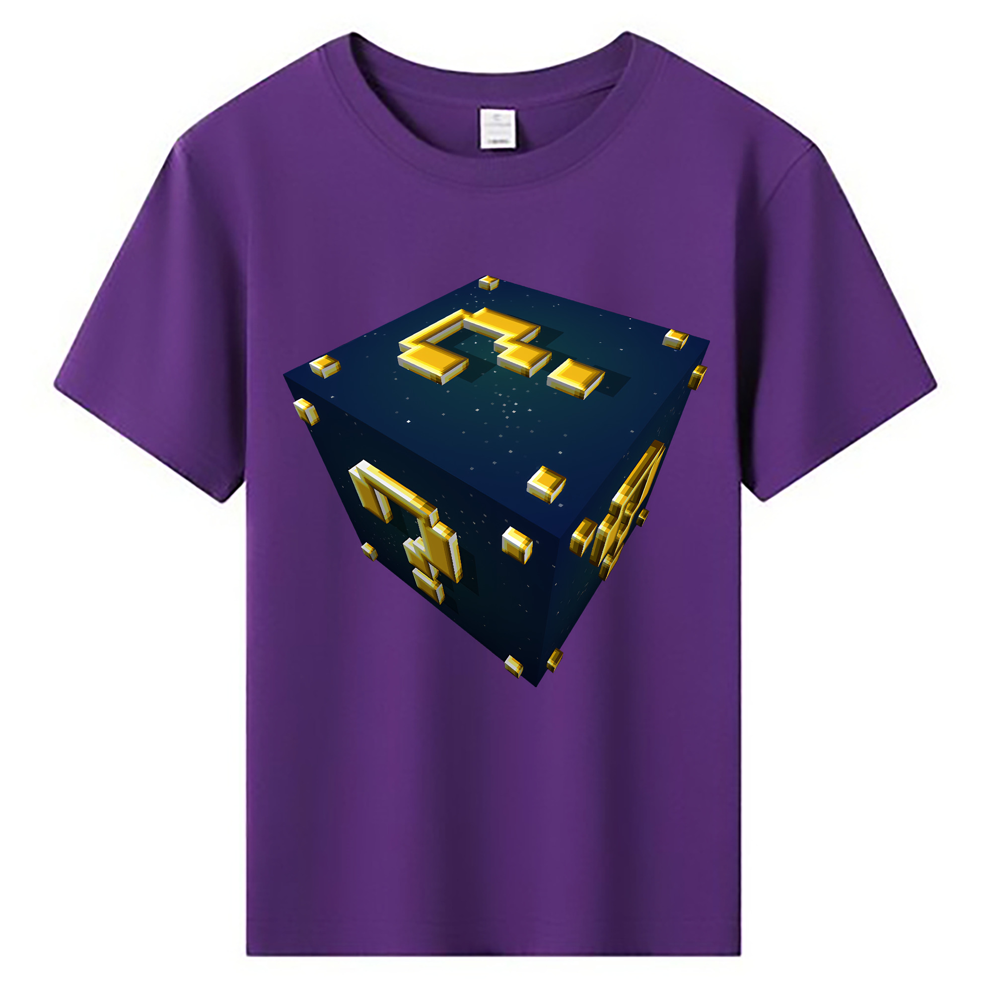 （画像用） マインクラフト ブロックの世界 Minecraft MC Block world 綿100％キッズTシャツ（フロントプリント）