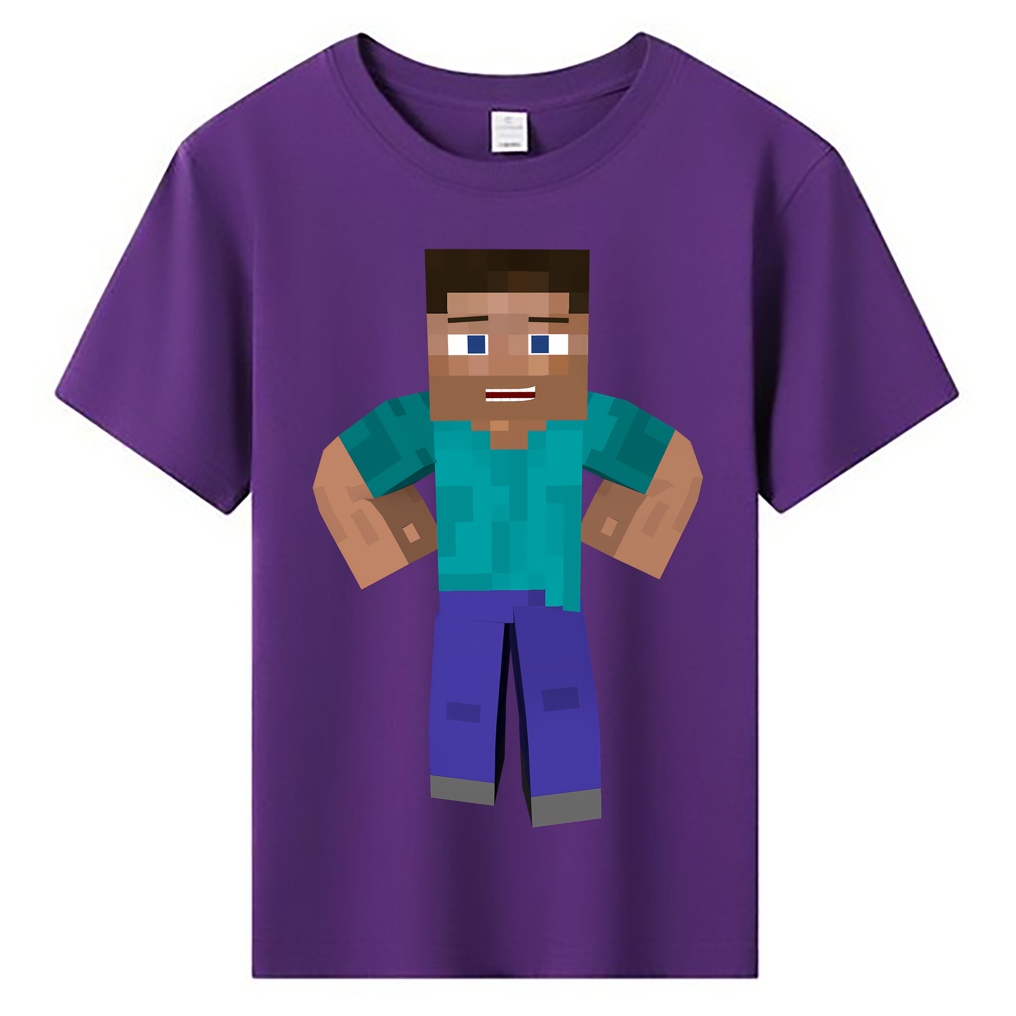 （画像用） マインクラフト ブロックの世界 Minecraft MC Block world 綿100％キッズTシャツ（フロントプリント）