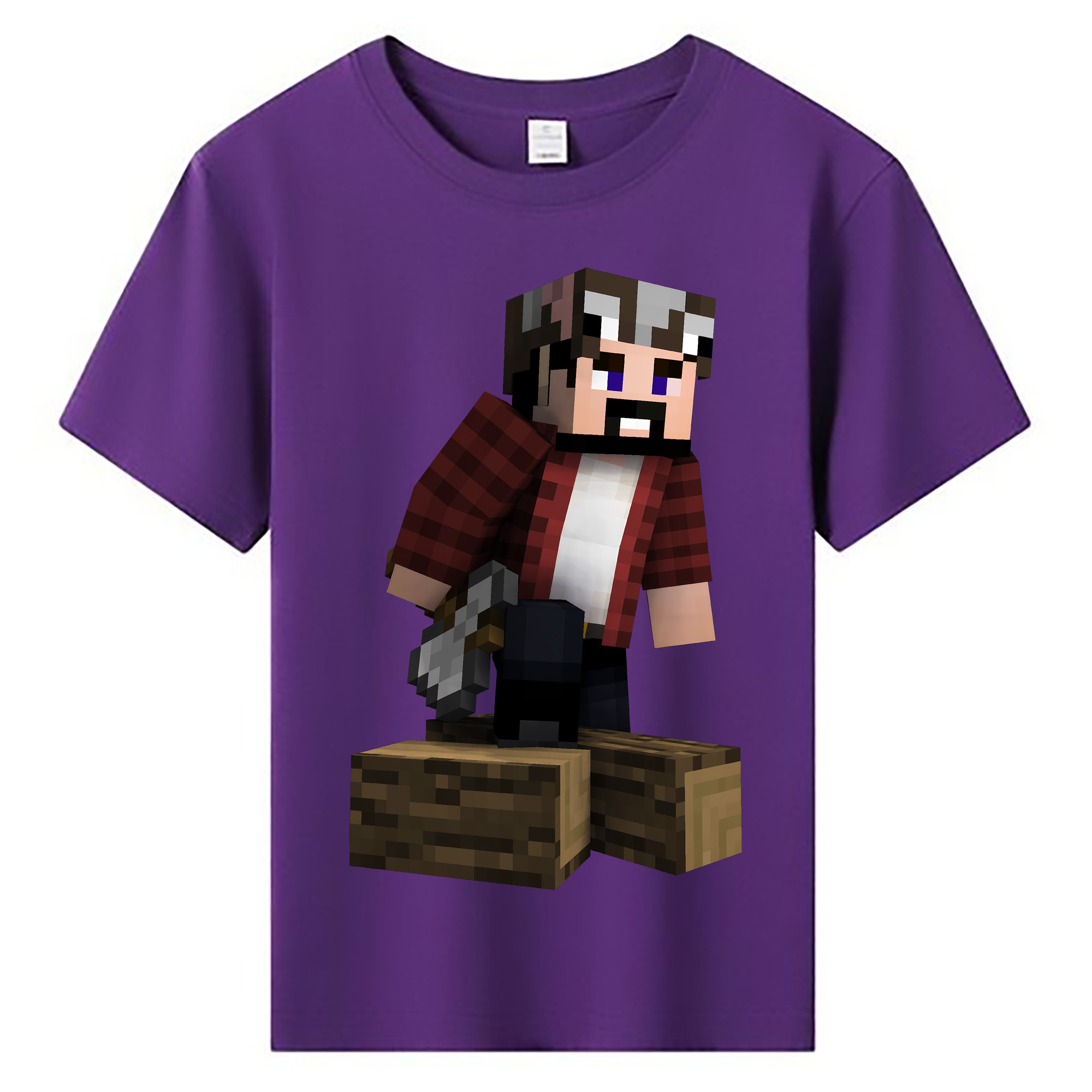 （画像用） マインクラフト ブロックの世界 Minecraft MC Block world 綿100％キッズTシャツ（フロントプリント）