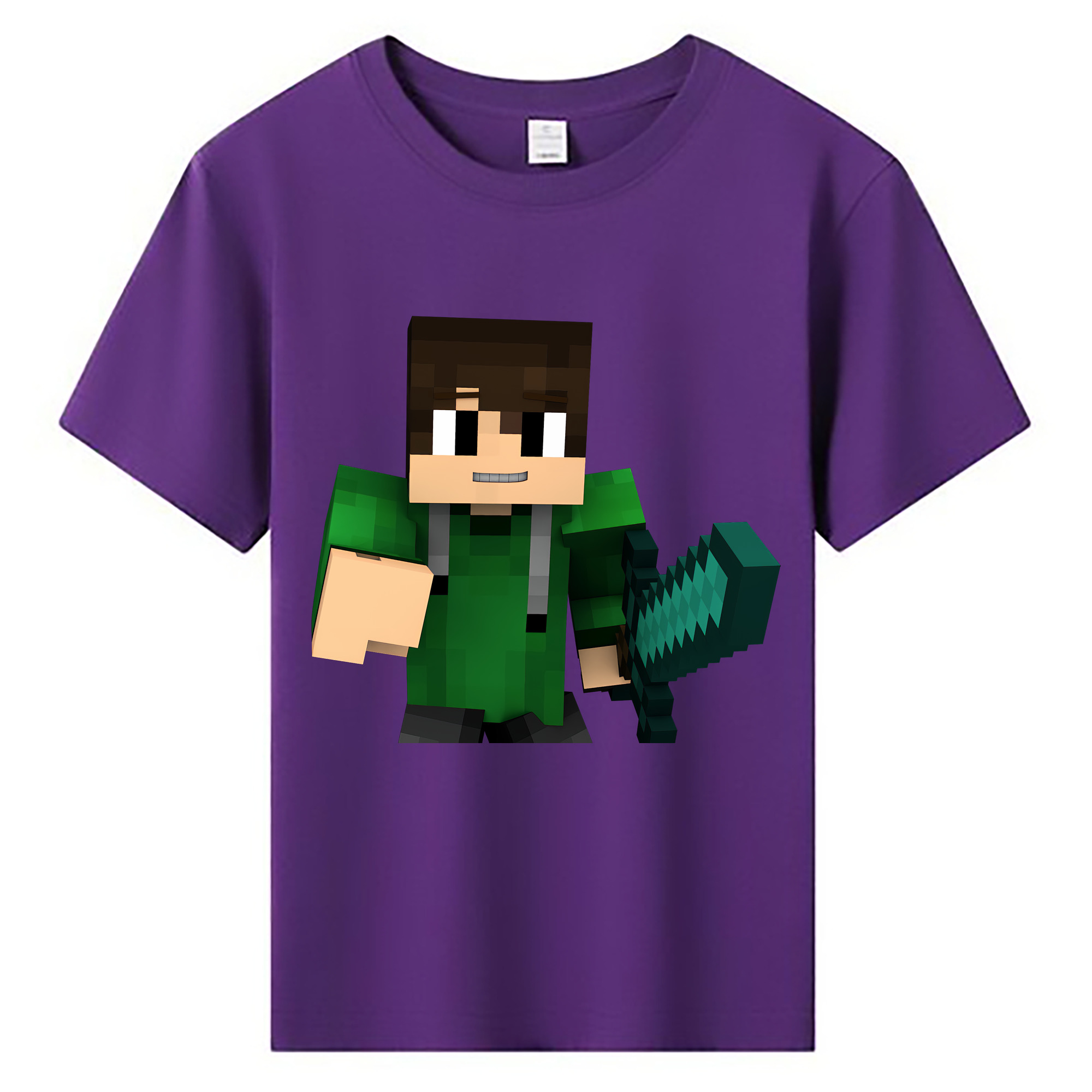 （画像用） マインクラフト ブロックの世界 Minecraft MC Block world 綿100％キッズTシャツ（フロントプリント）