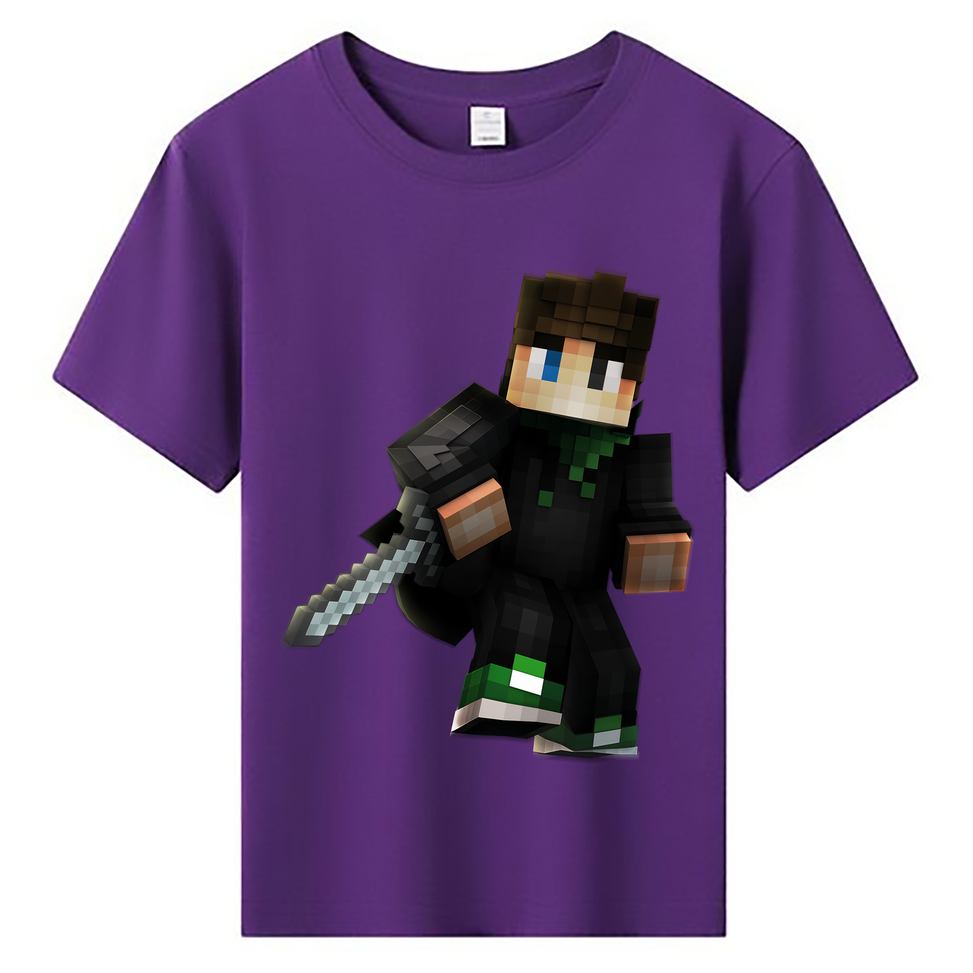 （画像用） マインクラフト ブロックの世界 Minecraft MC Block world 綿100％キッズTシャツ（フロントプリント）