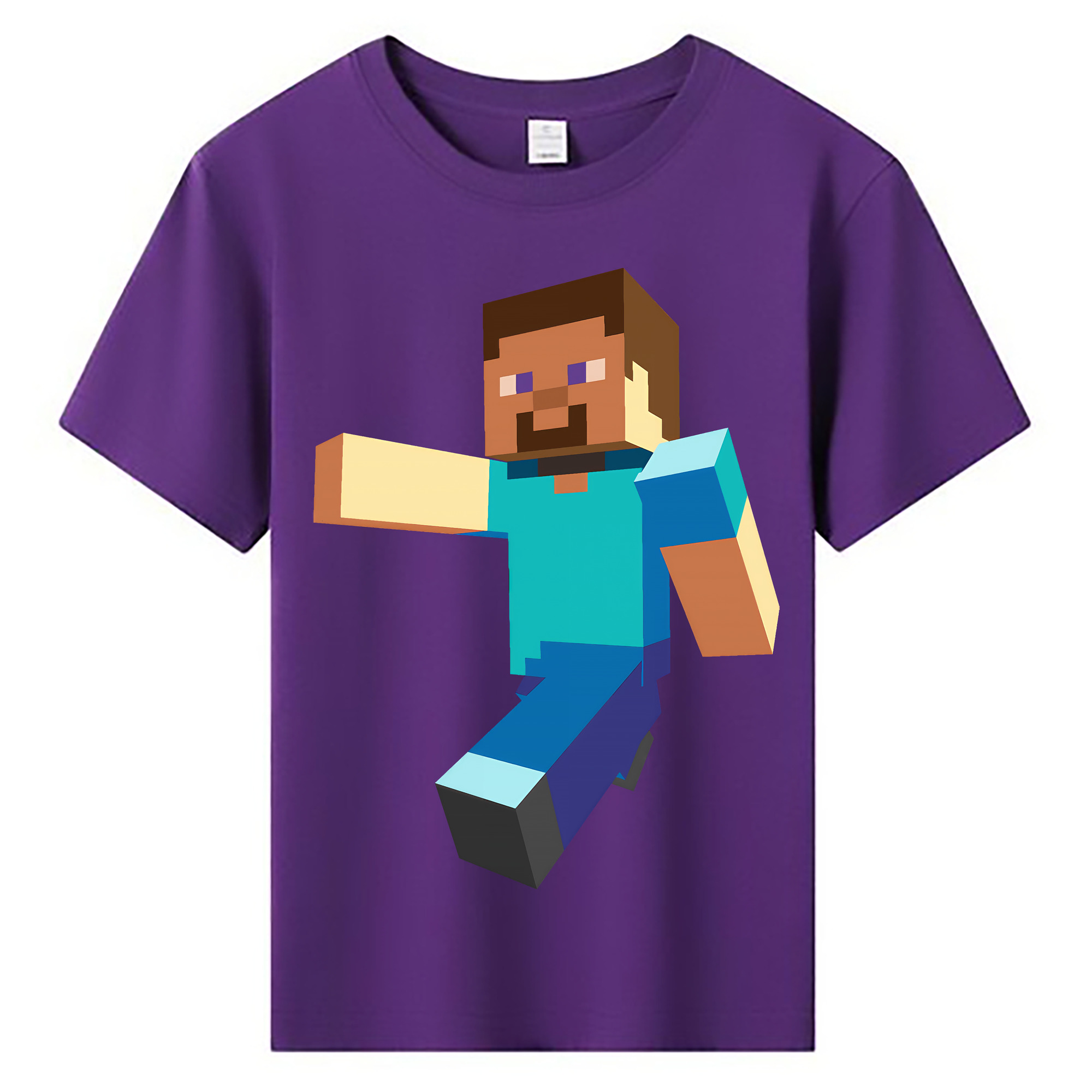 （画像用） マインクラフト ブロックの世界 Minecraft MC Block world 綿100％キッズTシャツ（フロントプリント）