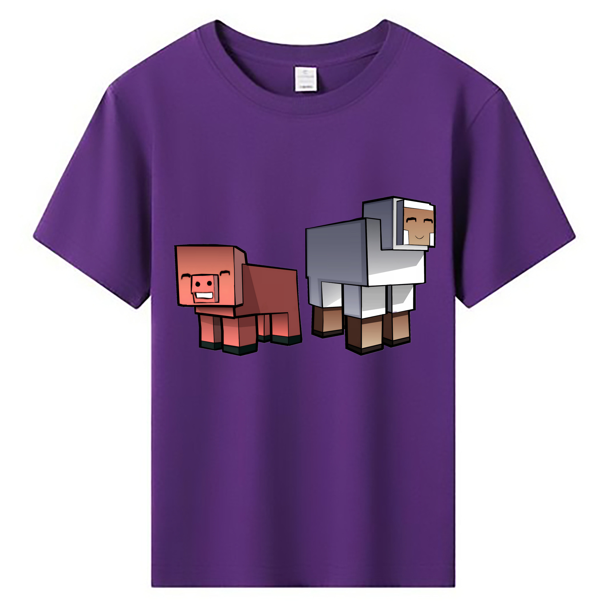 （画像用） マインクラフト ブロックの世界 Minecraft MC Block world 綿100％キッズTシャツ（フロントプリント）