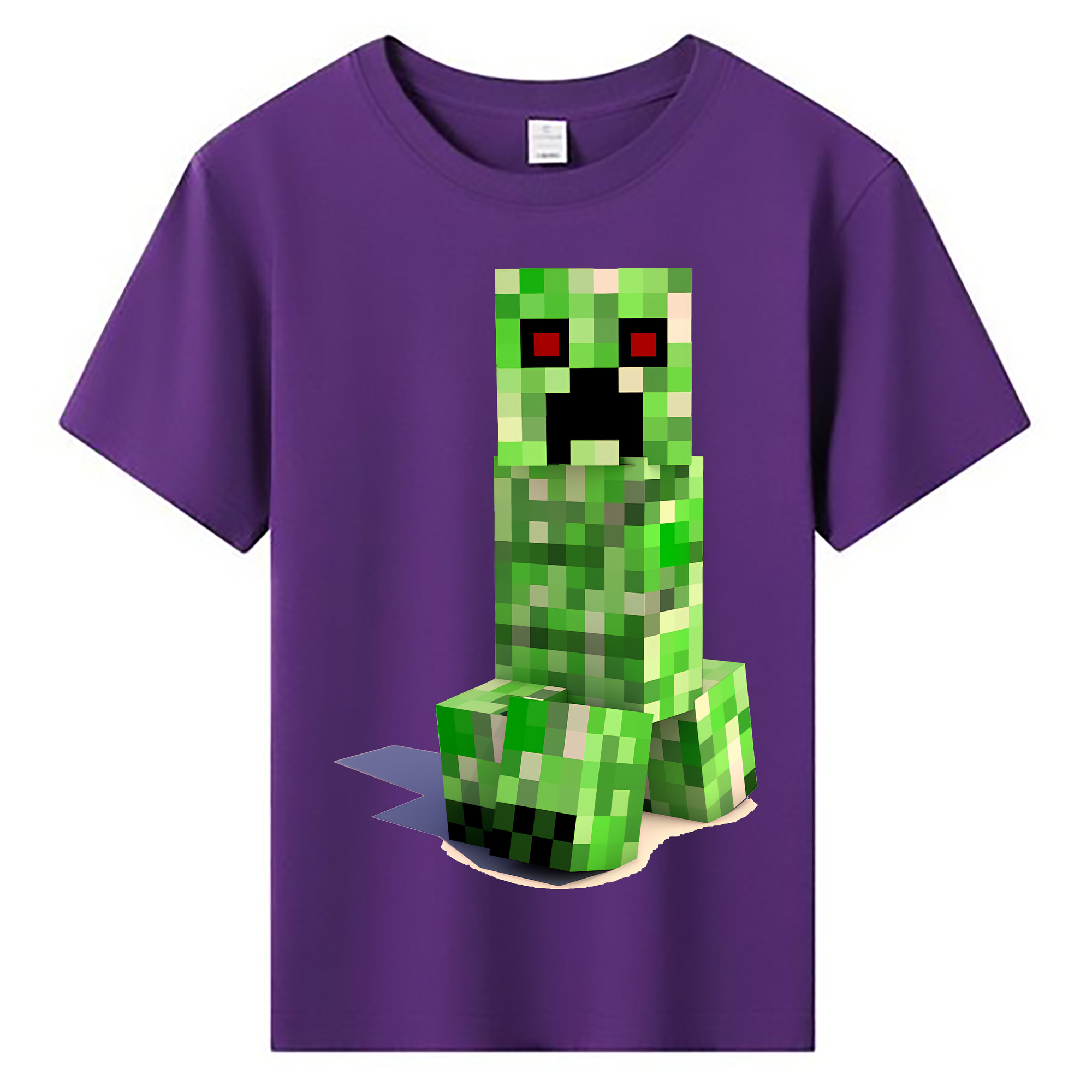 （画像用） マインクラフト ブロックの世界 Minecraft MC Block world 綿100％キッズTシャツ（フロントプリント）