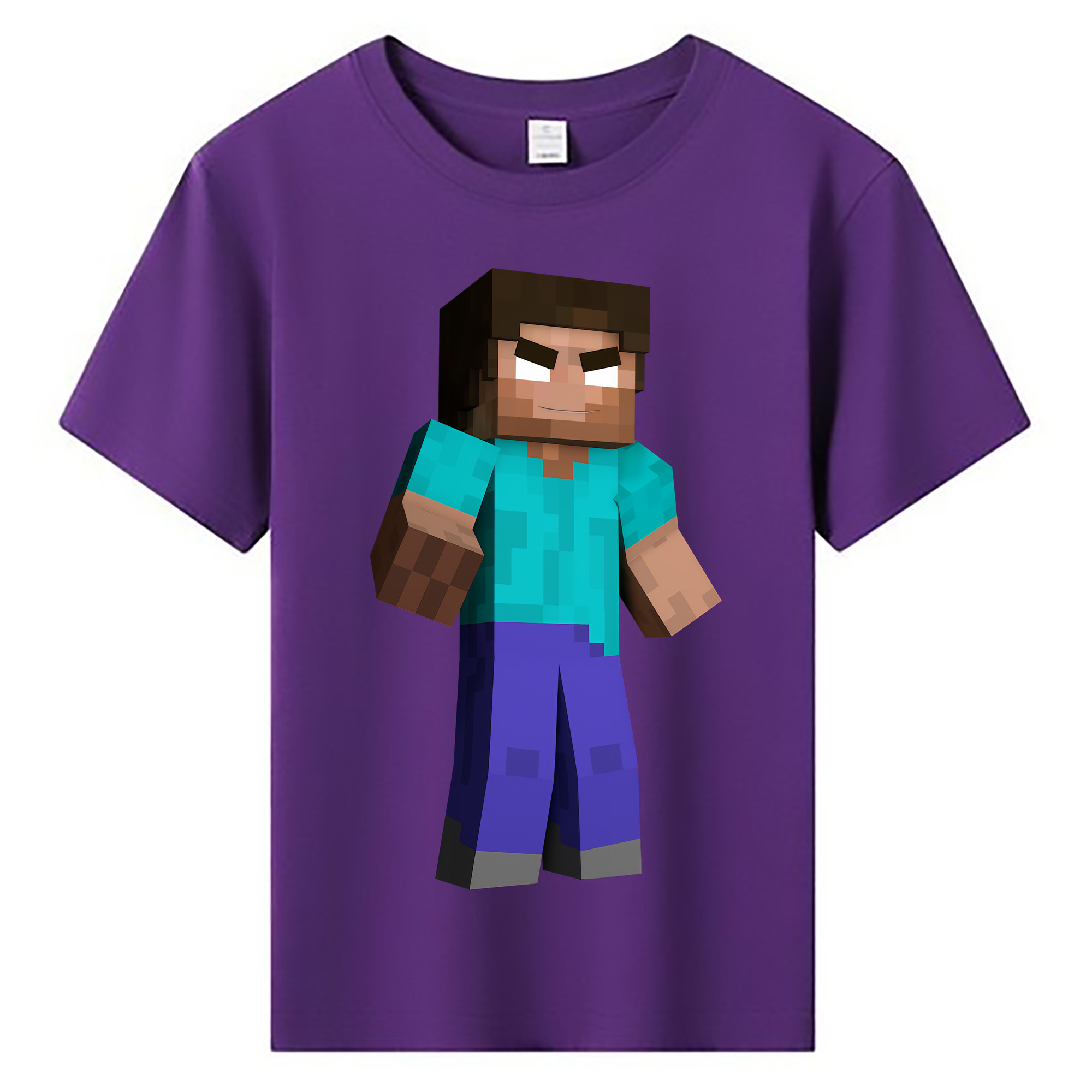 （画像用） マインクラフト ブロックの世界 Minecraft MC Block world 綿100％キッズTシャツ（フロントプリント）