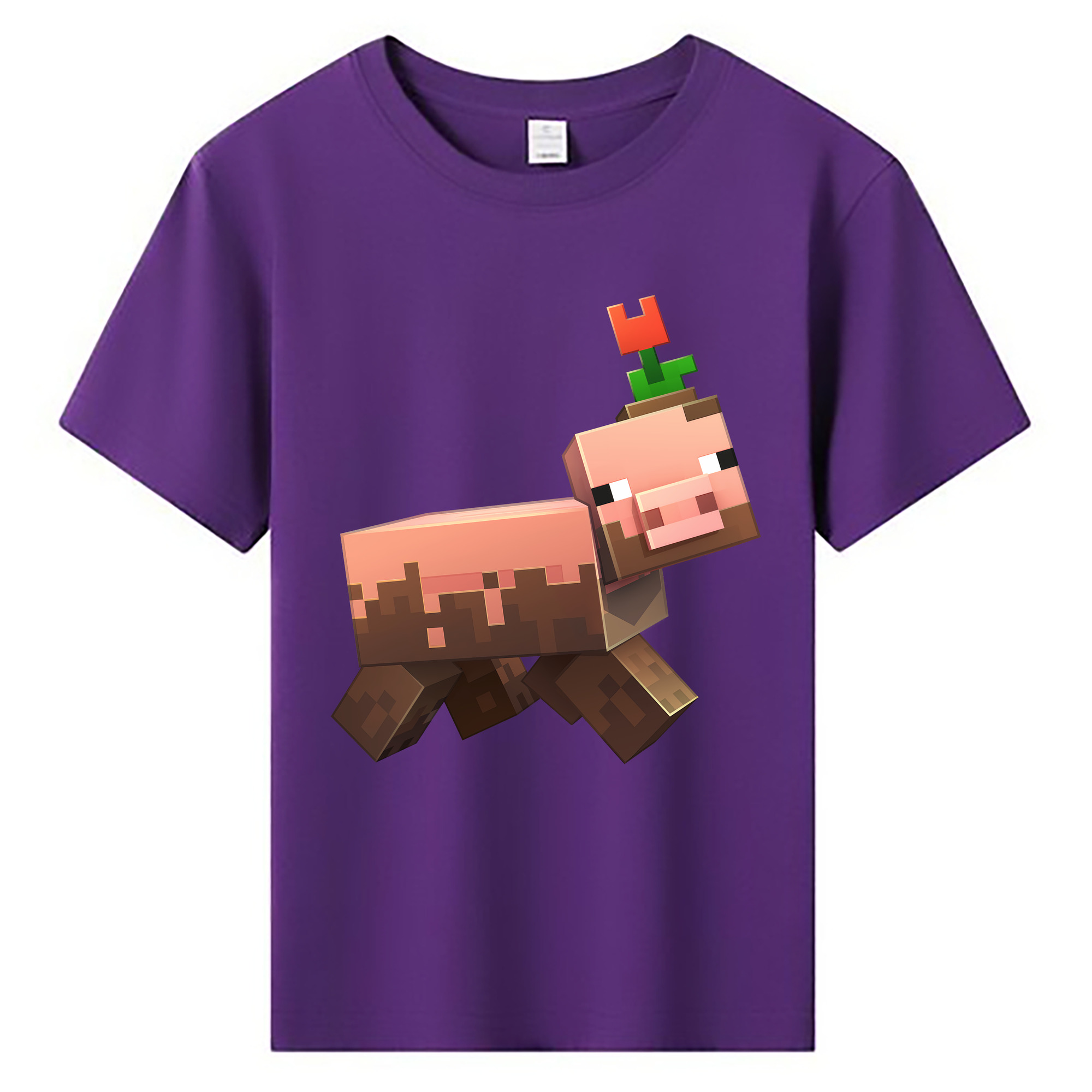 （画像用） マインクラフト ブロックの世界 Minecraft MC Block world 綿100％キッズTシャツ（フロントプリント）