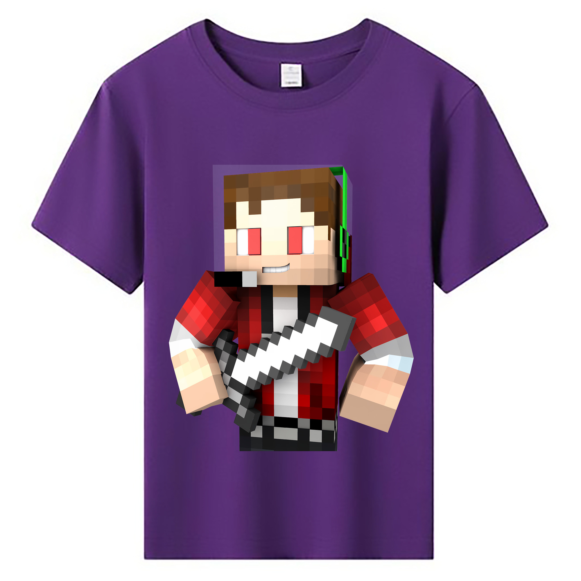 （画像用） マインクラフト ブロックの世界 Minecraft MC Block world 綿100％キッズTシャツ（フロントプリント）