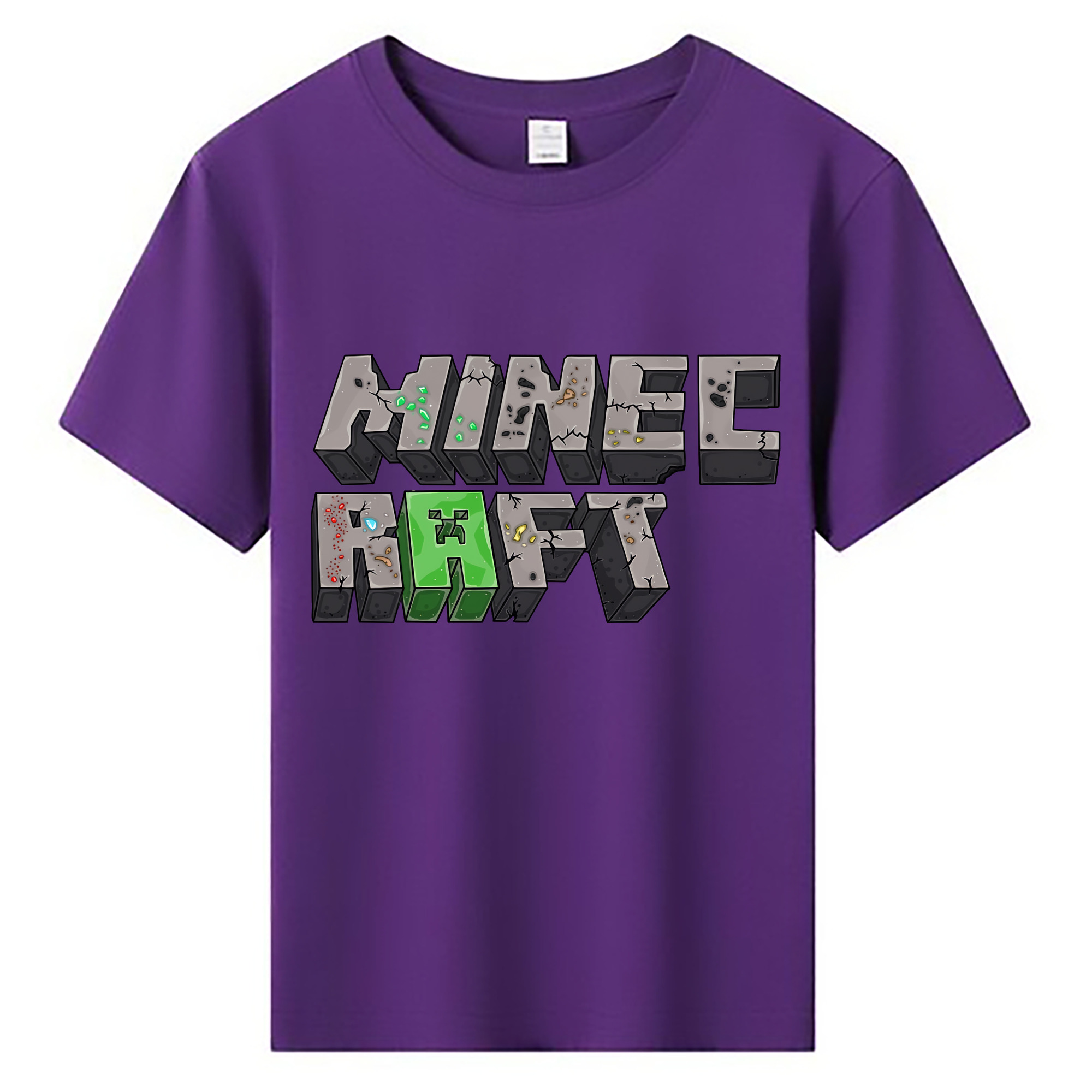 （画像用） マインクラフト ブロックの世界 Minecraft MC Block world 綿100％キッズTシャツ（フロントプリント）