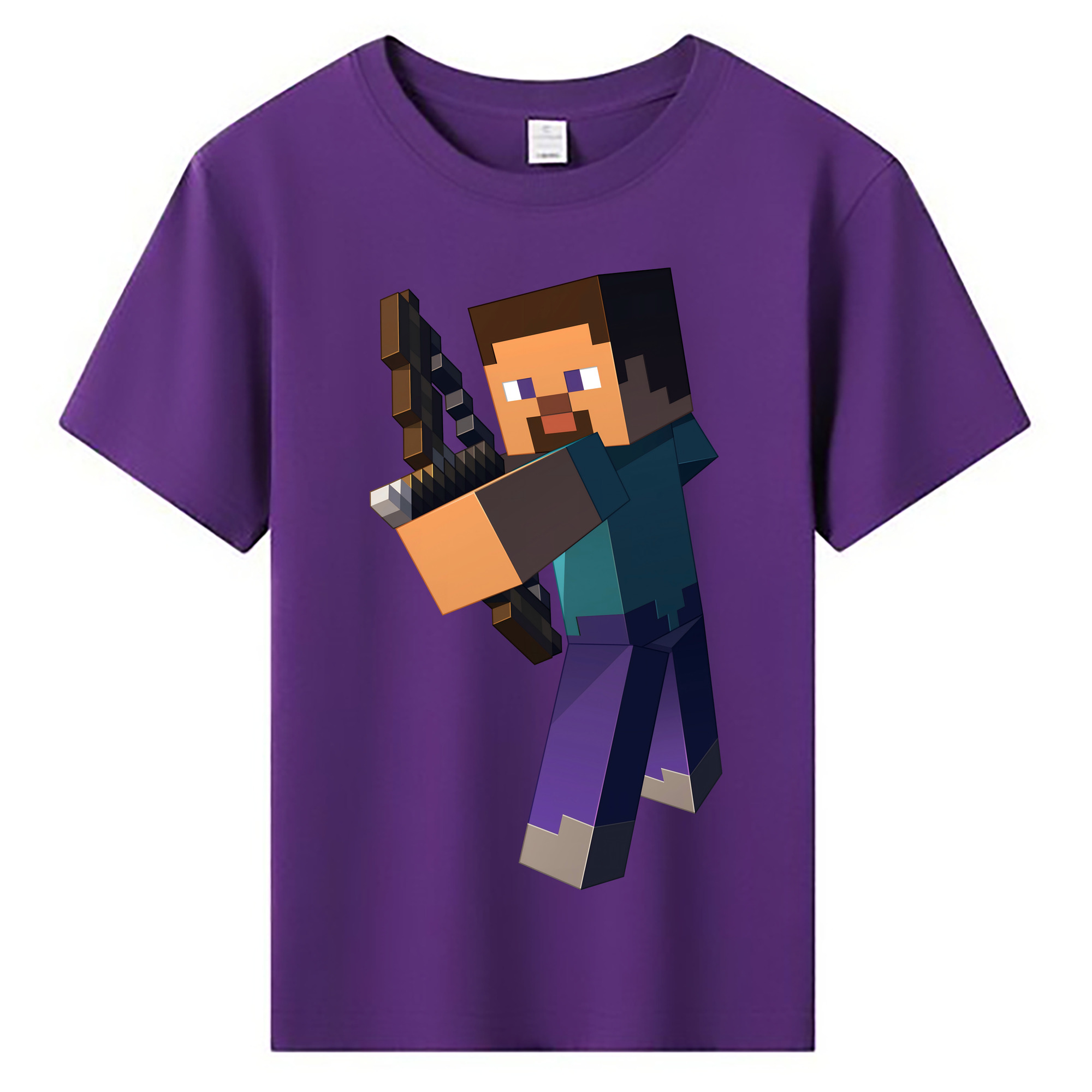（画像用） マインクラフト ブロックの世界 Minecraft MC Block world 綿100％キッズTシャツ（フロントプリント）