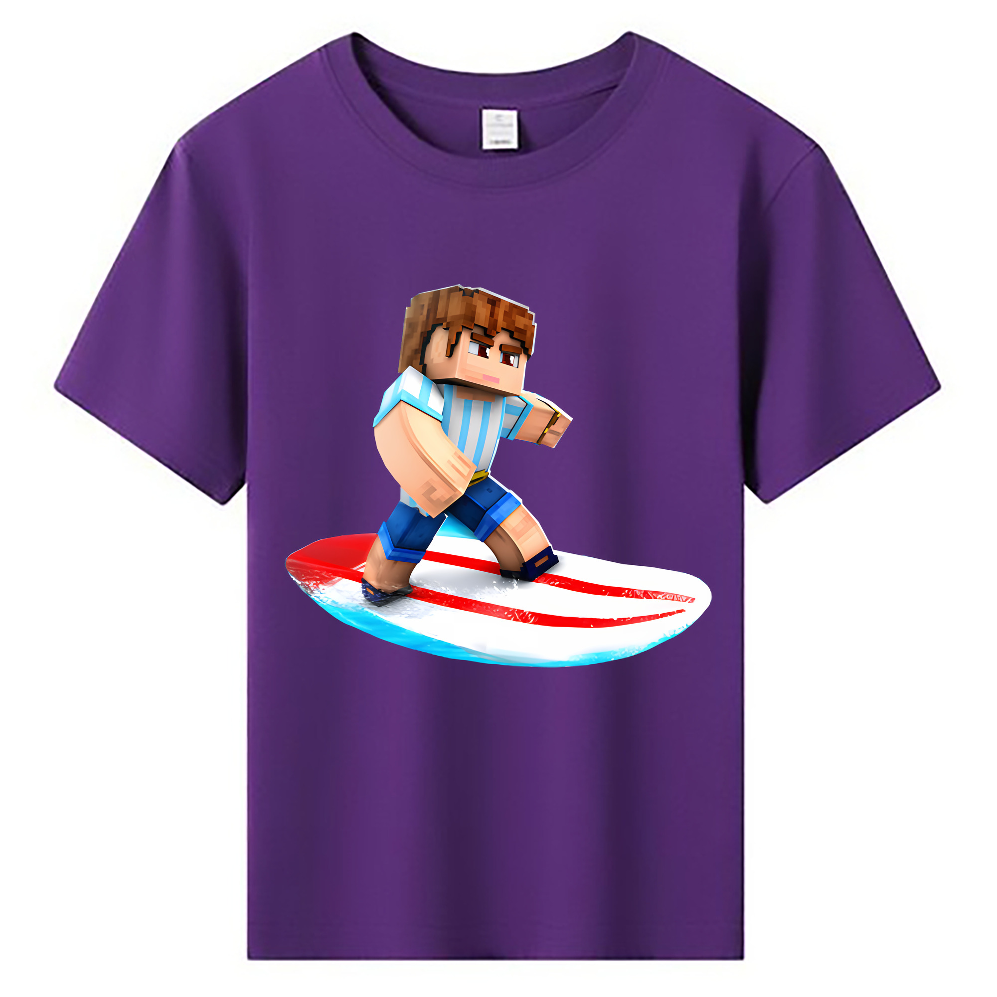 （画像用） マインクラフト ブロックの世界 Minecraft MC Block world 綿100％キッズTシャツ（フロントプリント）