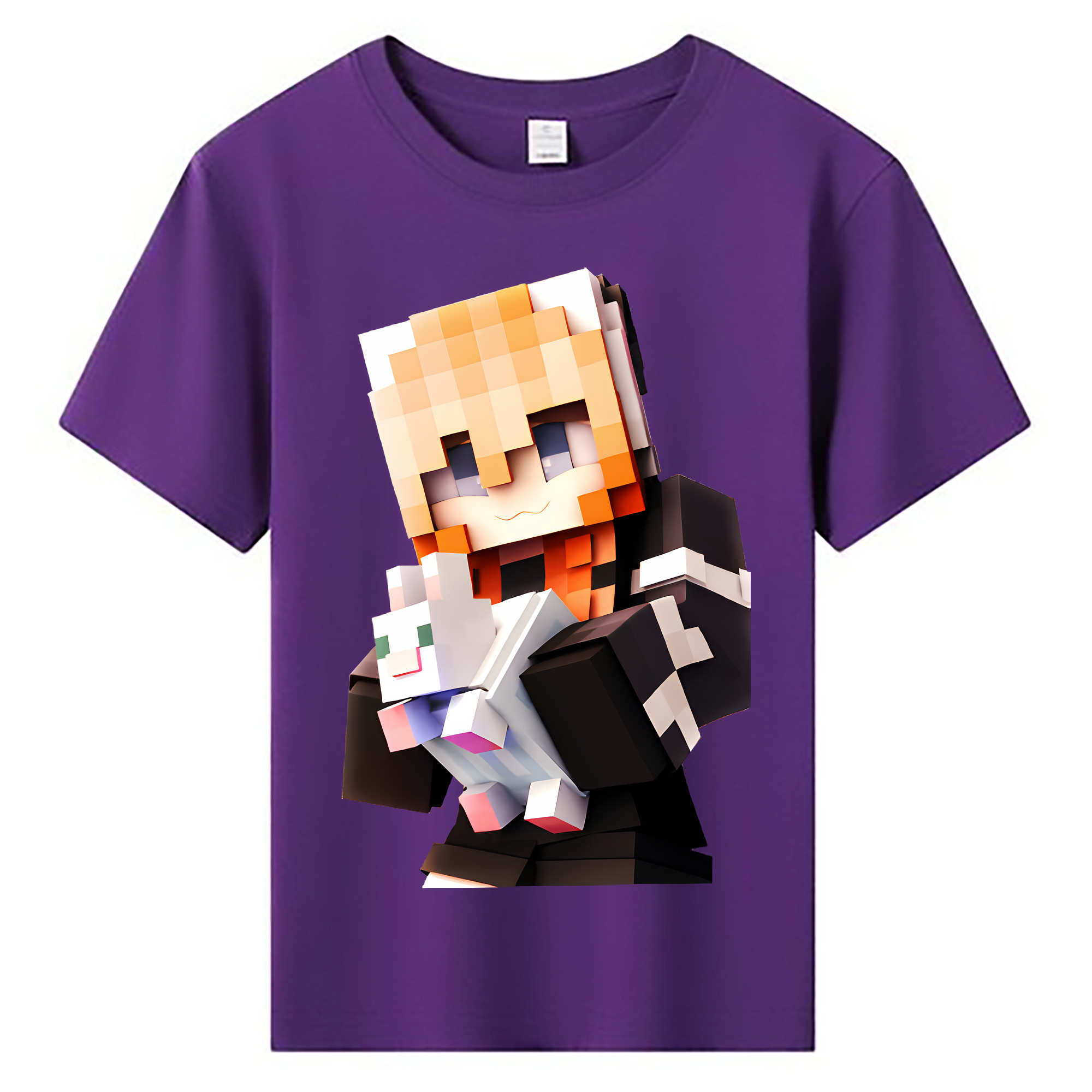 （画像用） マインクラフト ブロックの世界 Minecraft MC Block world 綿100％キッズTシャツ（フロントプリント）
