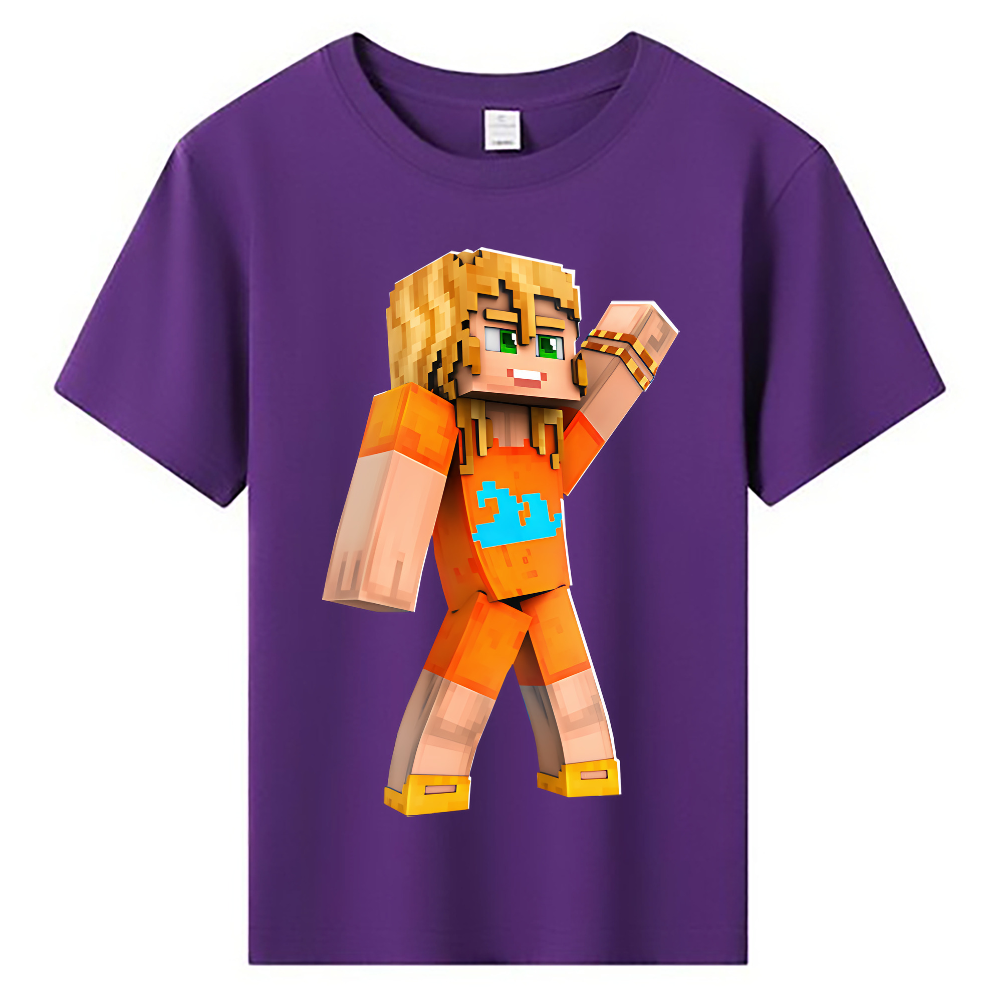 （画像用） マインクラフト ブロックの世界 Minecraft MC Block world 綿100％キッズTシャツ（フロントプリント）