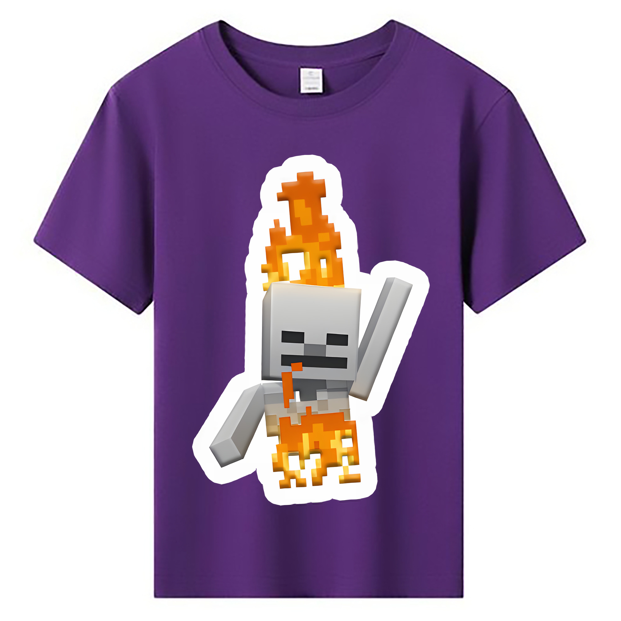 （画像用） マインクラフト ブロックの世界 Minecraft MC Block world 綿100％キッズTシャツ（フロントプリント）