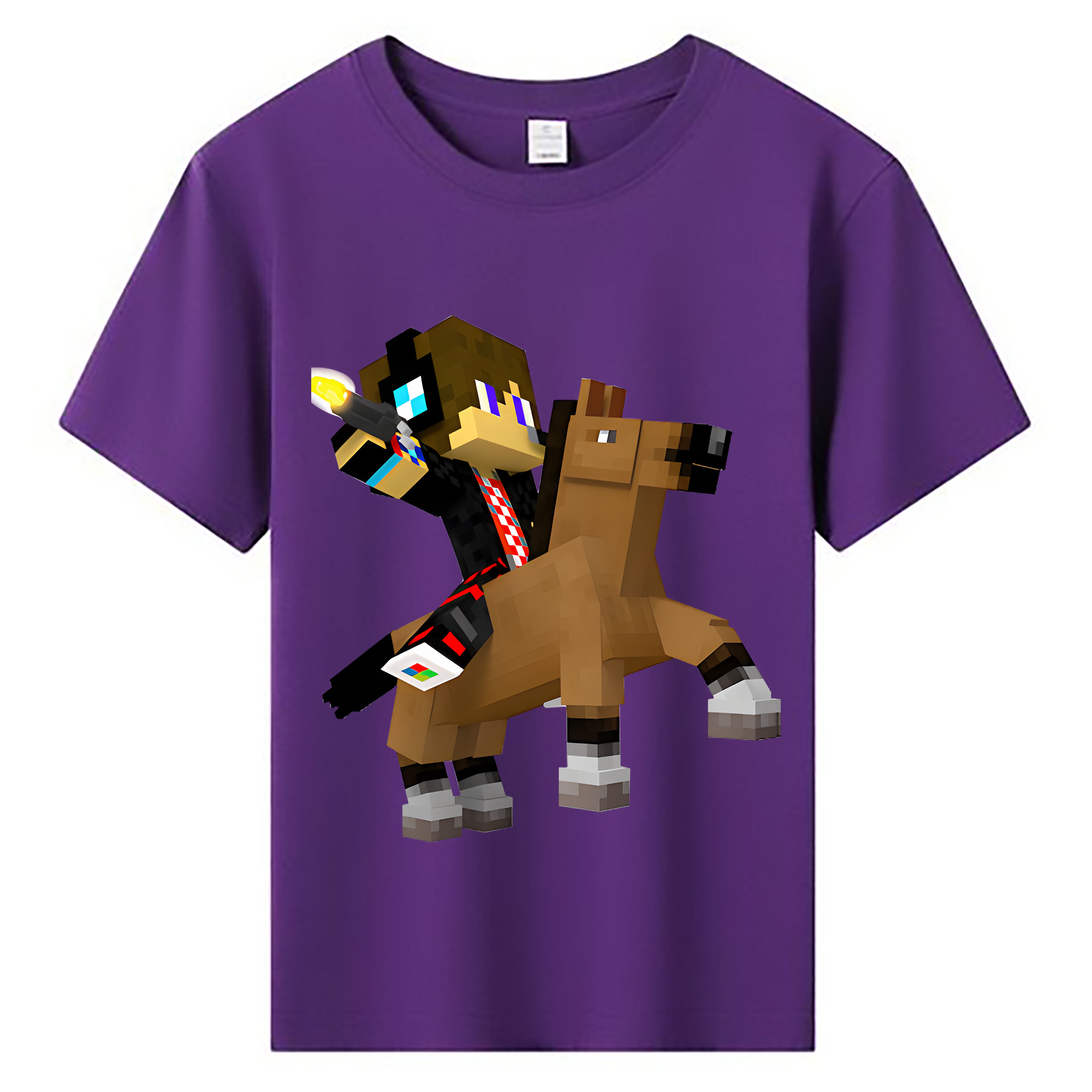 （画像用） マインクラフト ブロックの世界 Minecraft MC Block world 綿100％キッズTシャツ（フロントプリント）