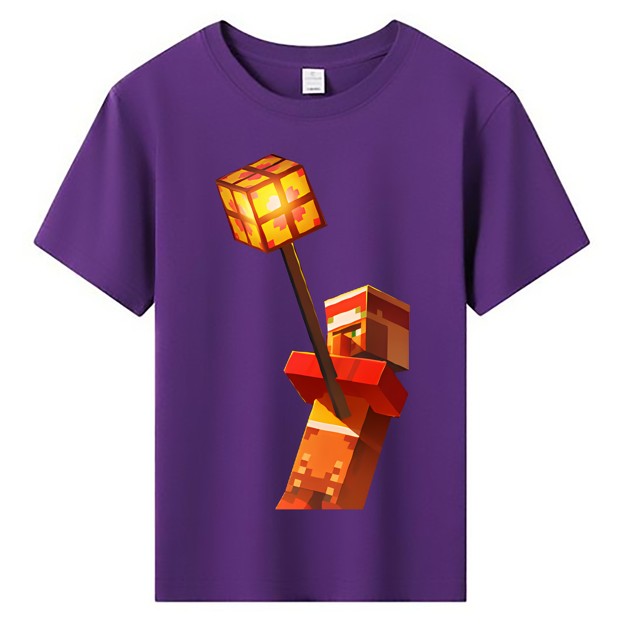 （画像用） マインクラフト ブロックの世界 Minecraft MC Block world 綿100％キッズTシャツ（フロントプリント）