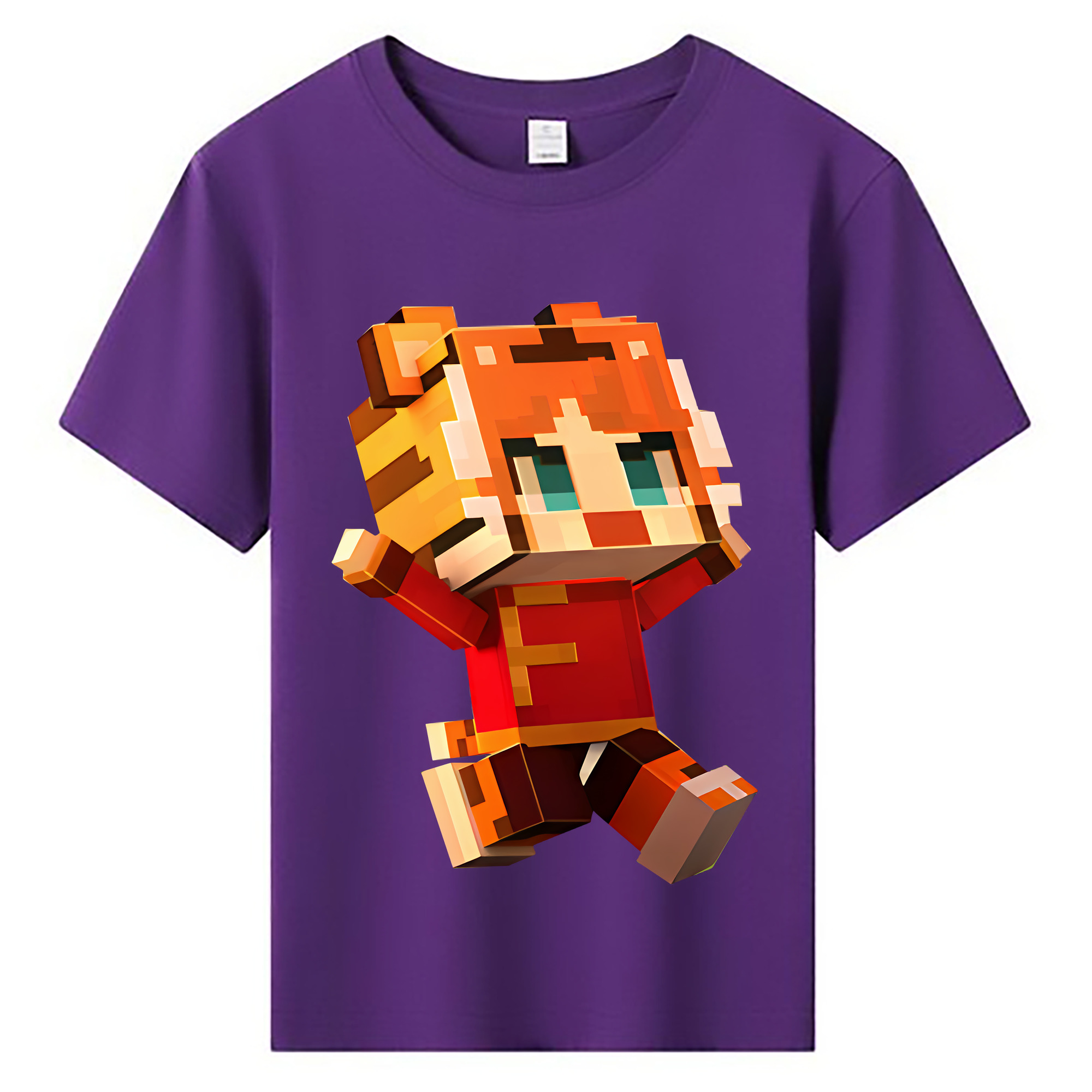 （画像用） マインクラフト ブロックの世界 Minecraft MC Block world 綿100％キッズTシャツ（フロントプリント）