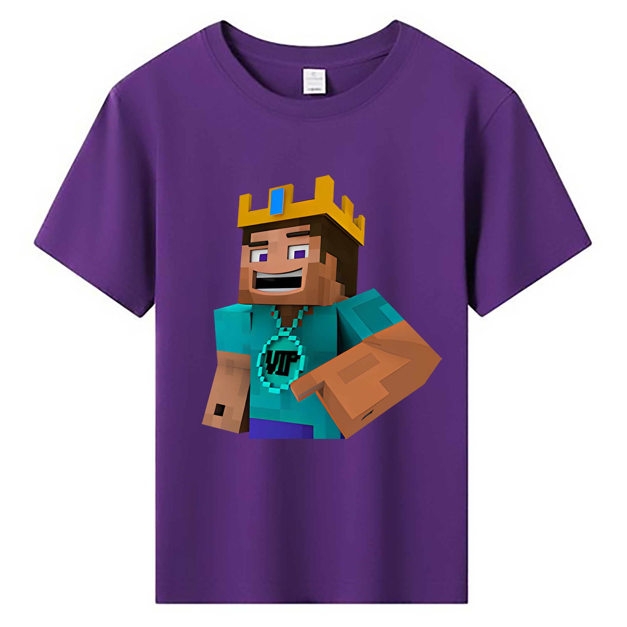 （画像用） マインクラフト ブロックの世界 Minecraft MC Block world 綿100％キッズTシャツ（フロントプリント）