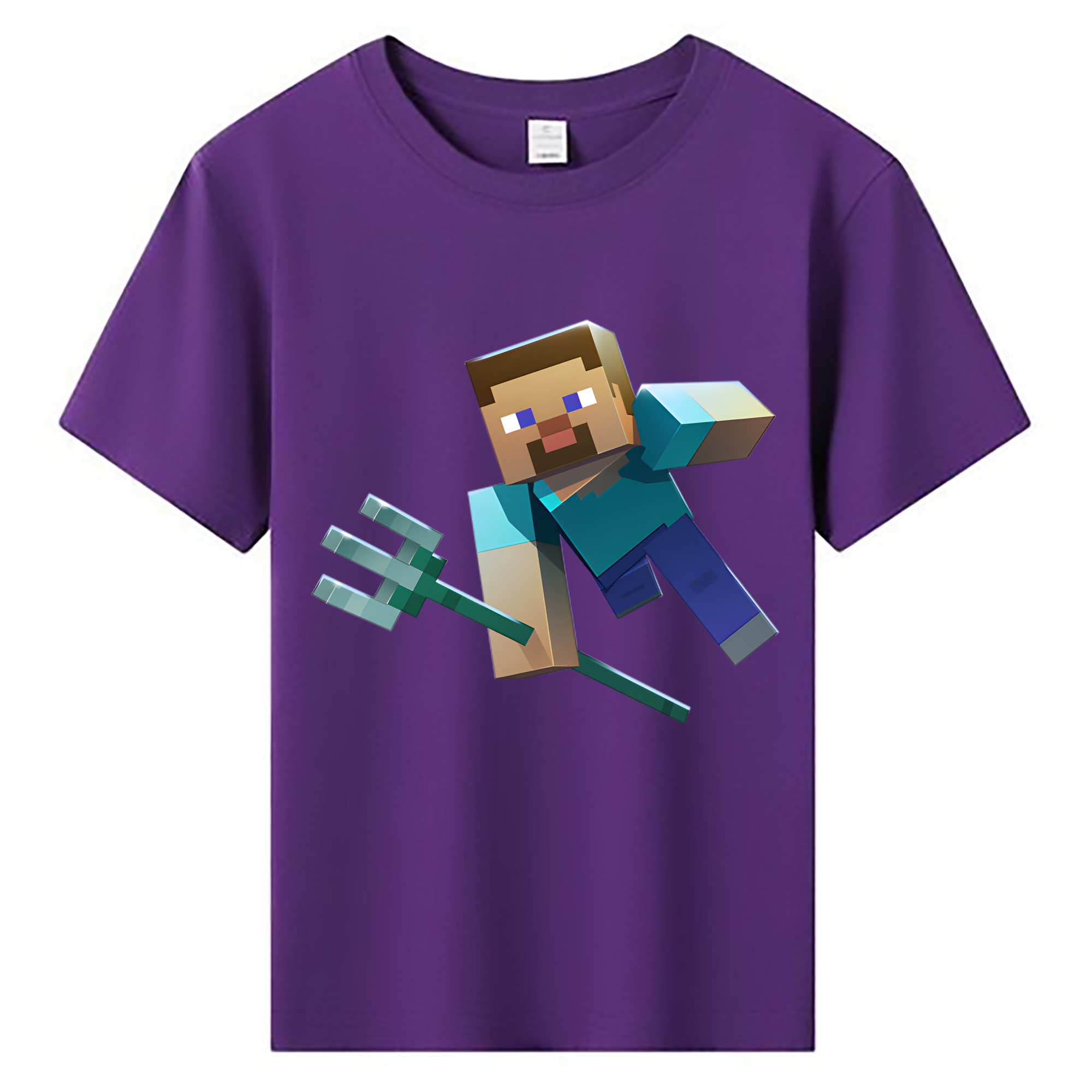 （画像用） マインクラフト ブロックの世界 Minecraft MC Block world 綿100％キッズTシャツ（フロントプリント）