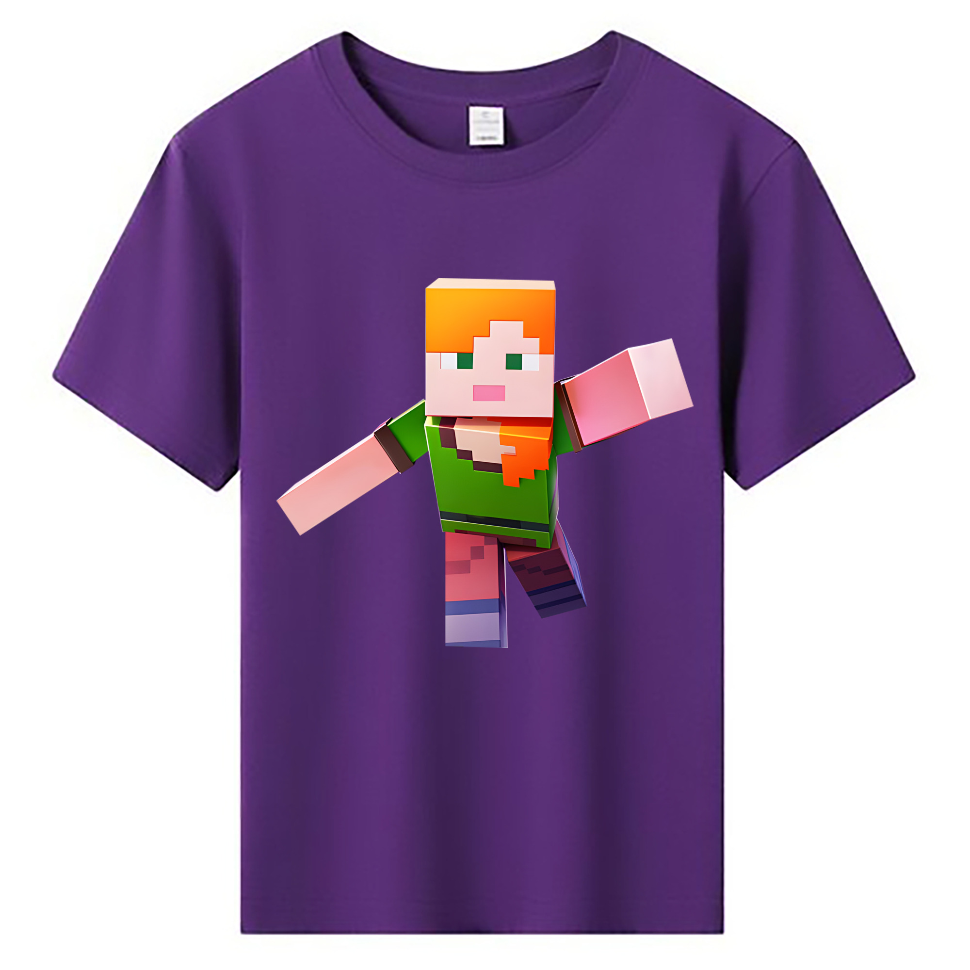 （画像用） マインクラフト ブロックの世界 Minecraft MC Block world 綿100％キッズTシャツ（フロントプリント）