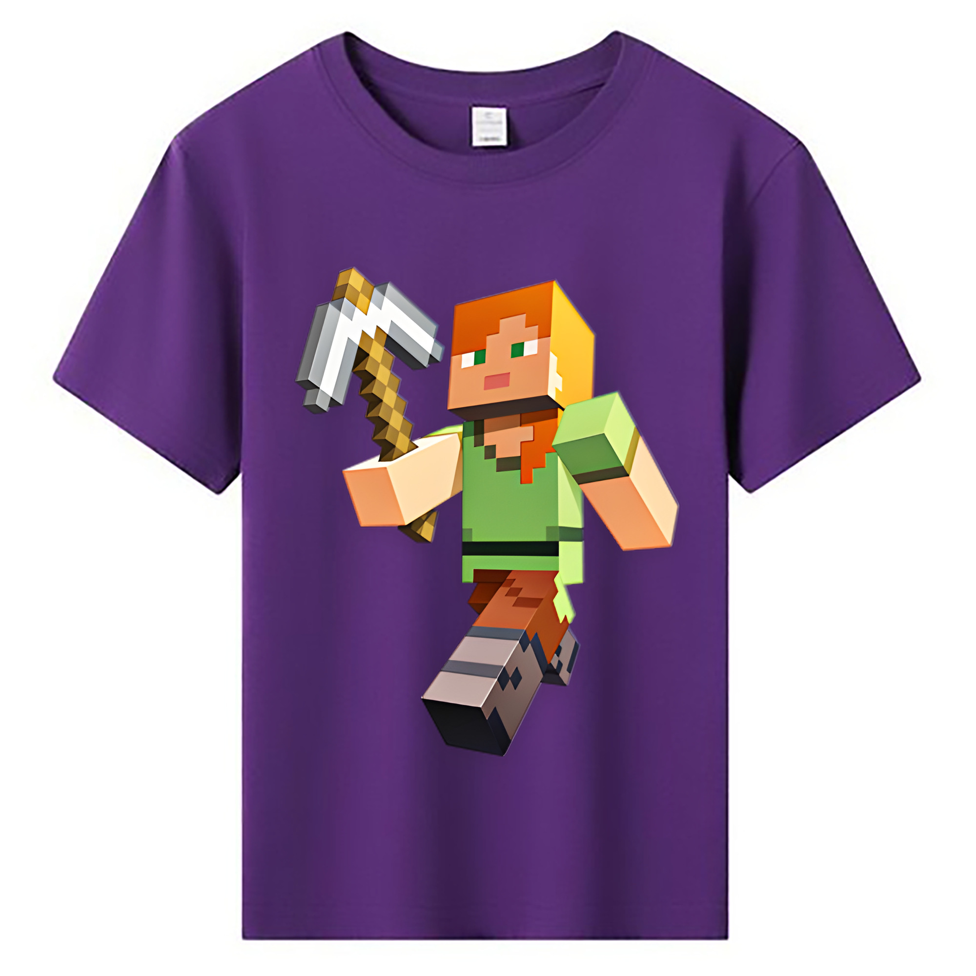 （画像用） マインクラフト ブロックの世界 Minecraft MC Block world 綿100％キッズTシャツ（フロントプリント）