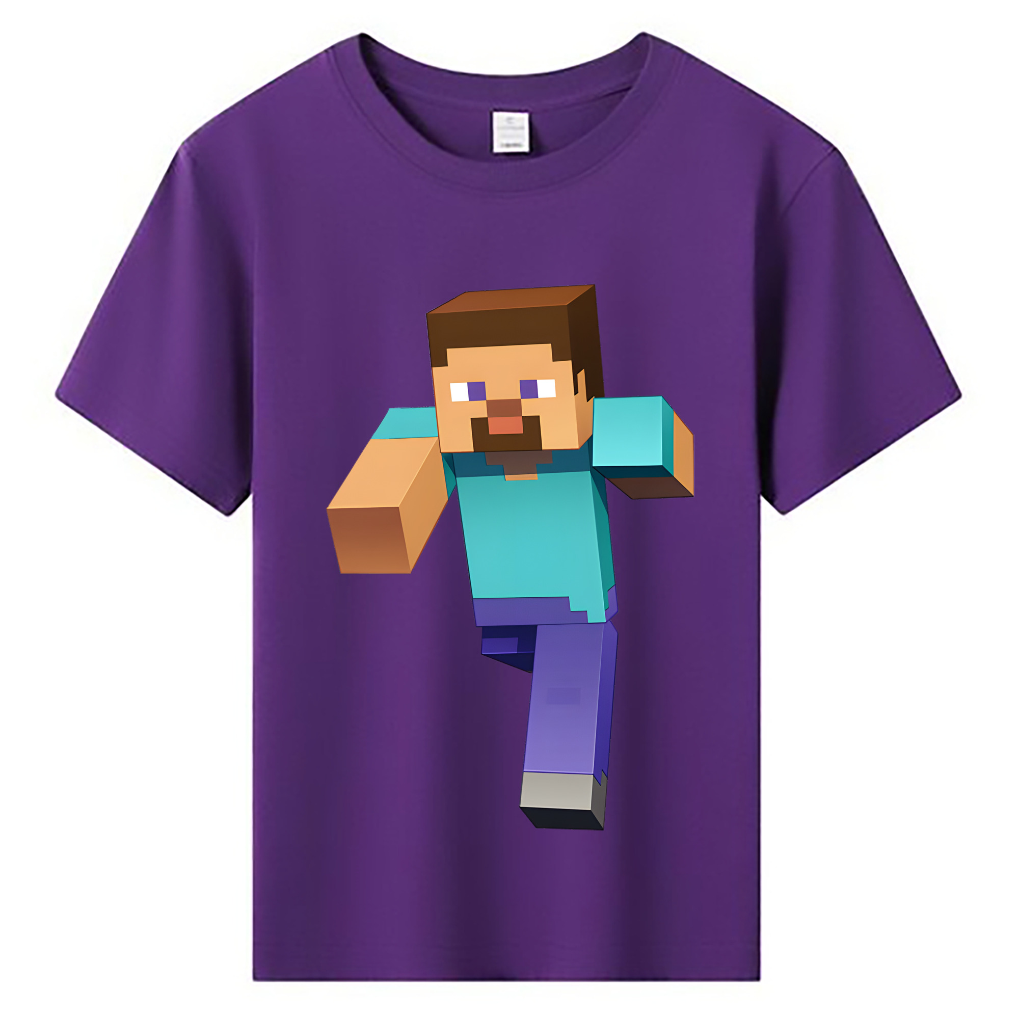（画像用） マインクラフト ブロックの世界 Minecraft MC Block world 綿100％キッズTシャツ（フロントプリント）