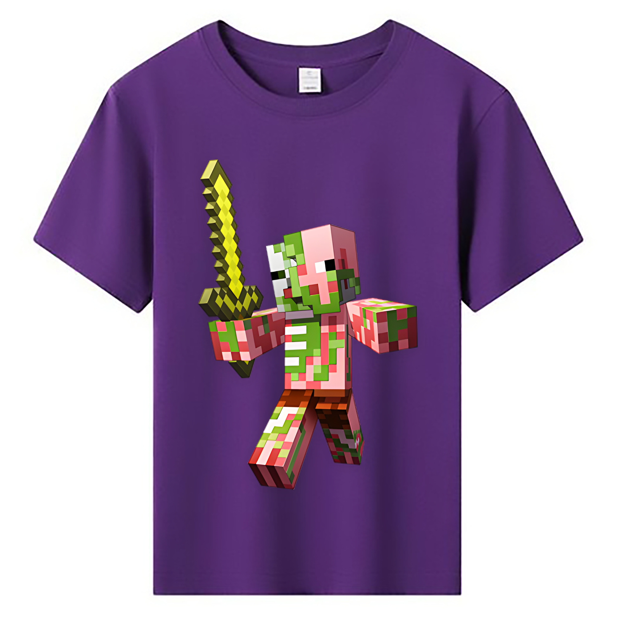 （画像用） マインクラフト ブロックの世界 Minecraft MC Block world 綿100％キッズTシャツ（フロントプリント）