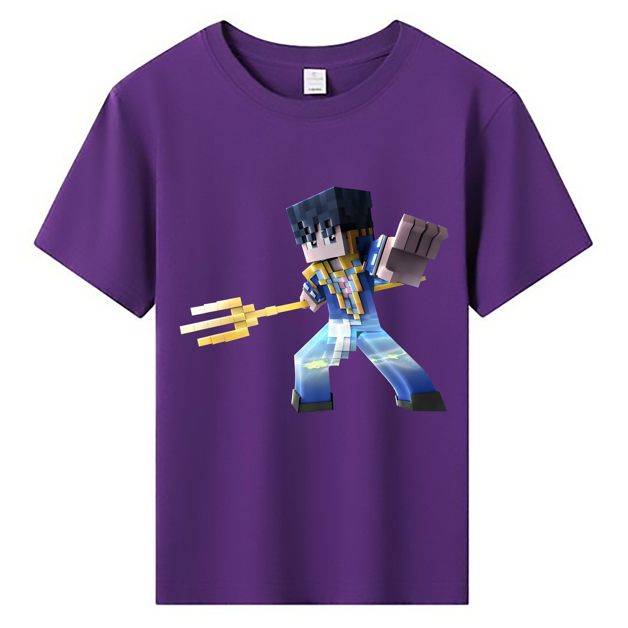 （画像用） マインクラフト ブロックの世界 Minecraft MC Block world 綿100％キッズTシャツ（フロントプリント）