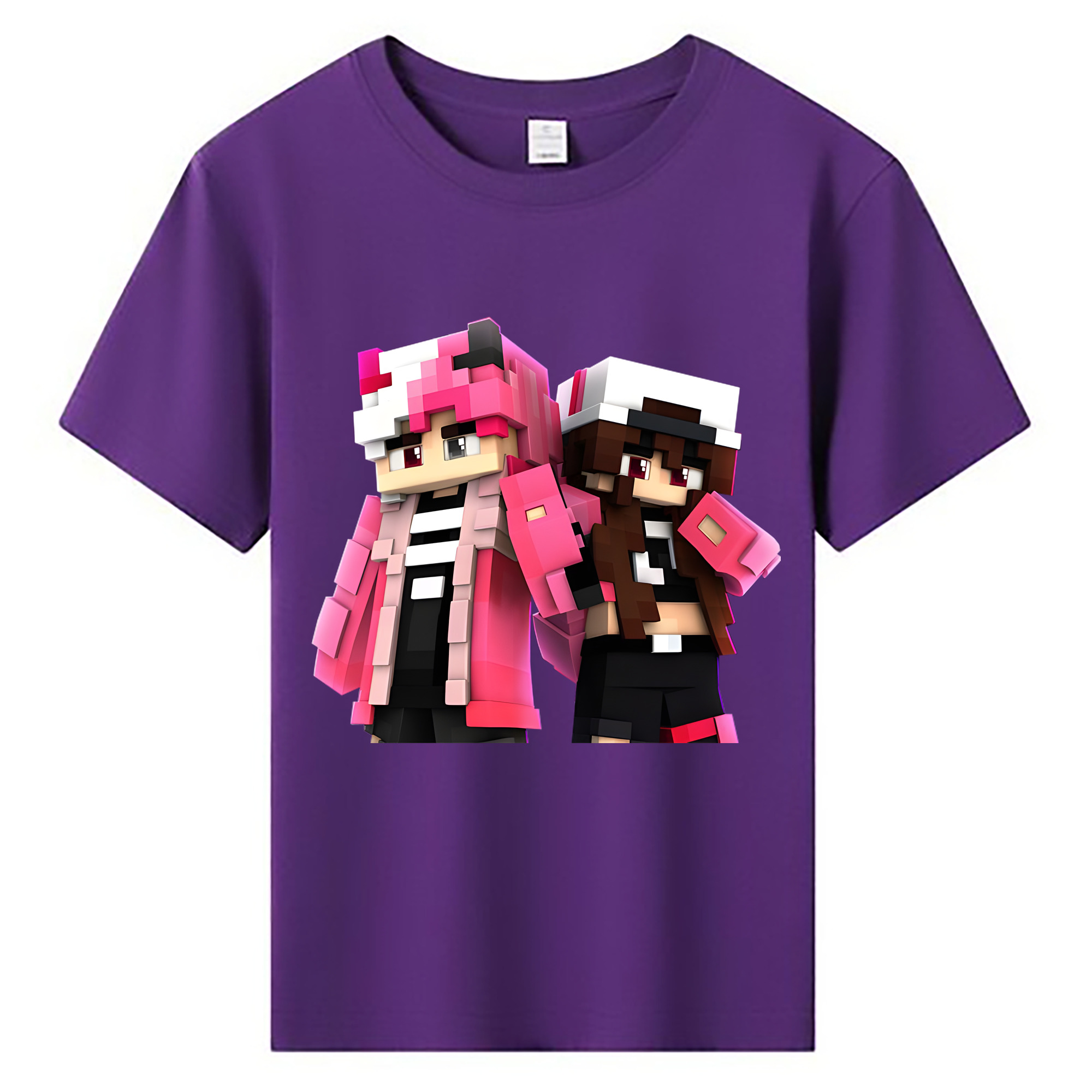 （画像用） マインクラフト ブロックの世界 Minecraft MC Block world 綿100％キッズTシャツ（フロントプリント）