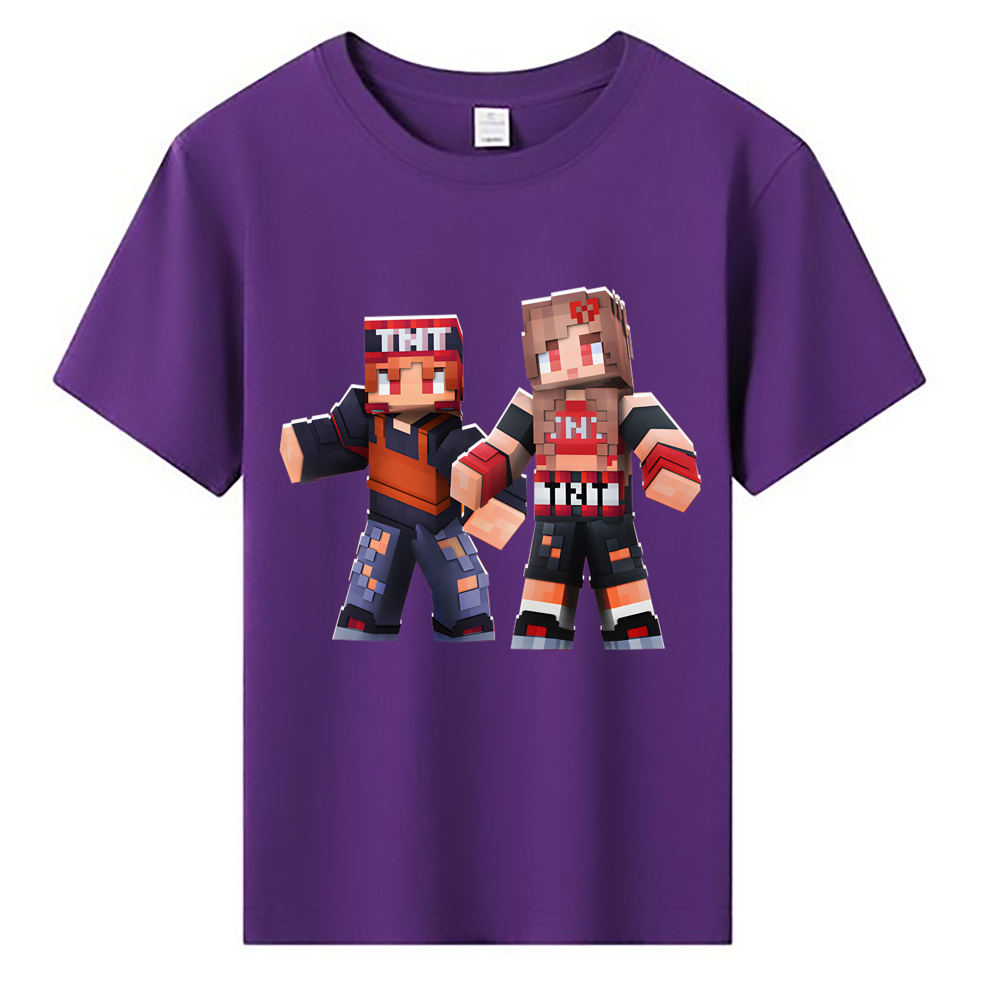 （画像用） マインクラフト ブロックの世界 Minecraft MC Block world 綿100％キッズTシャツ（フロントプリント）