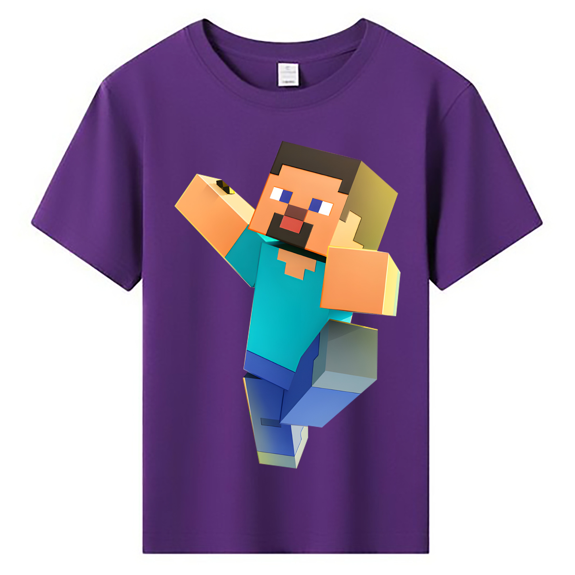 （画像用） マインクラフト ブロックの世界 Minecraft MC Block world 綿100％キッズTシャツ（フロントプリント）